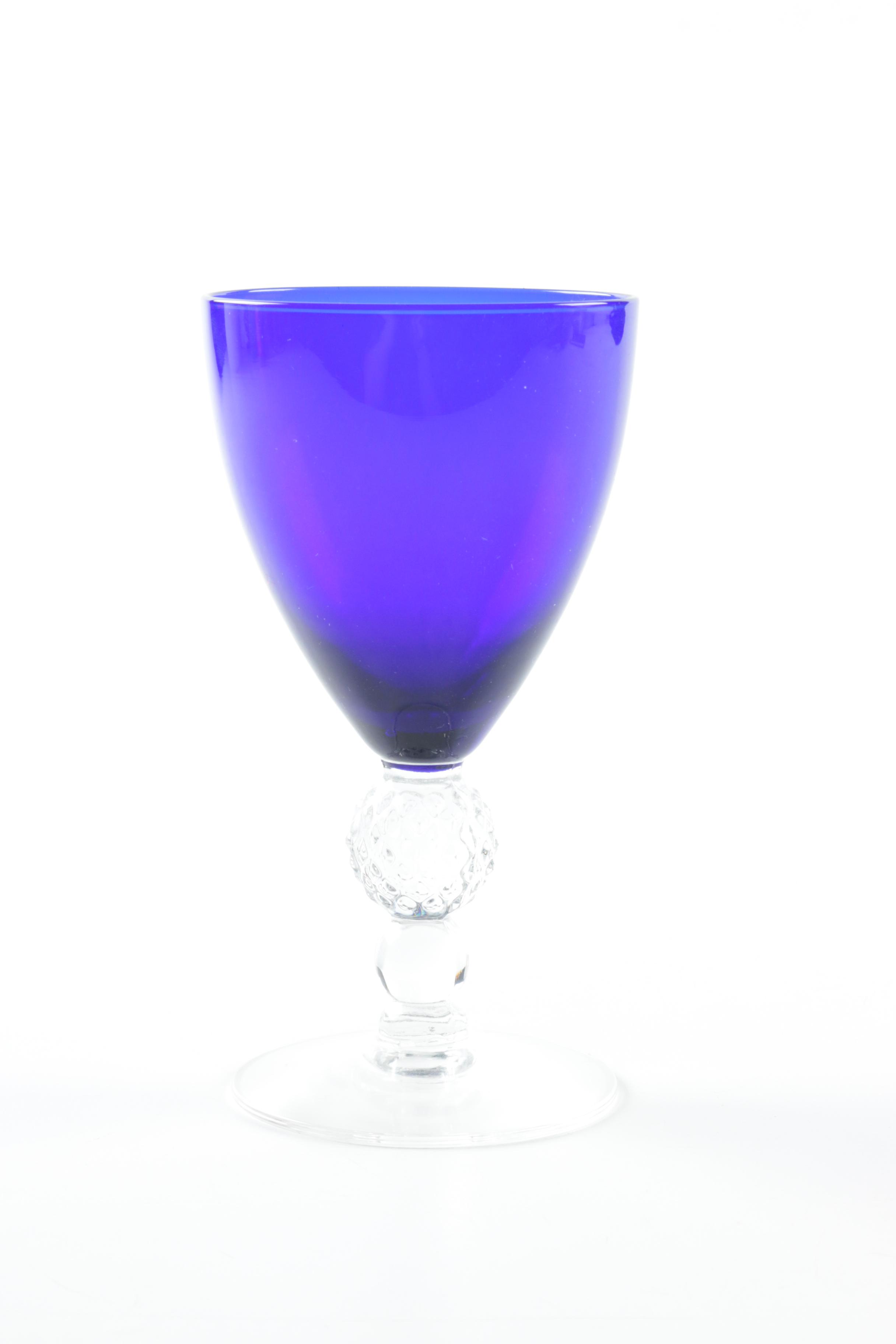 Cobalt Blue and Clear Glass Stemware