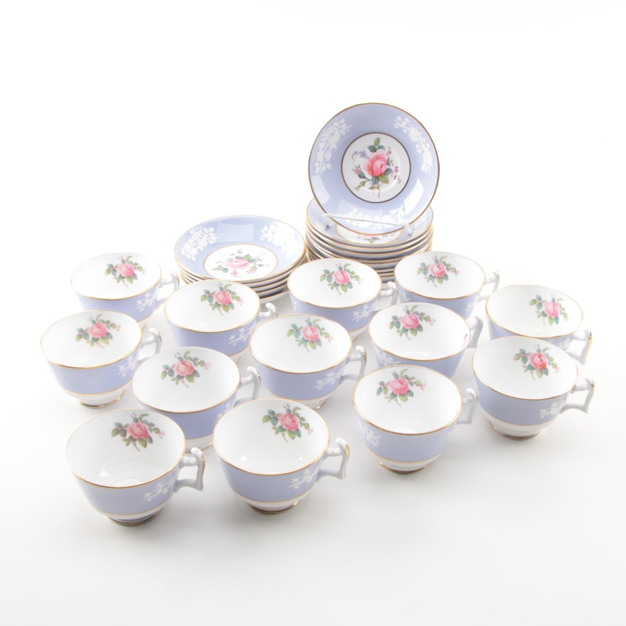 Vintage Copeland Spode "Maritime Rose" Porcelain Teacups and Saucers