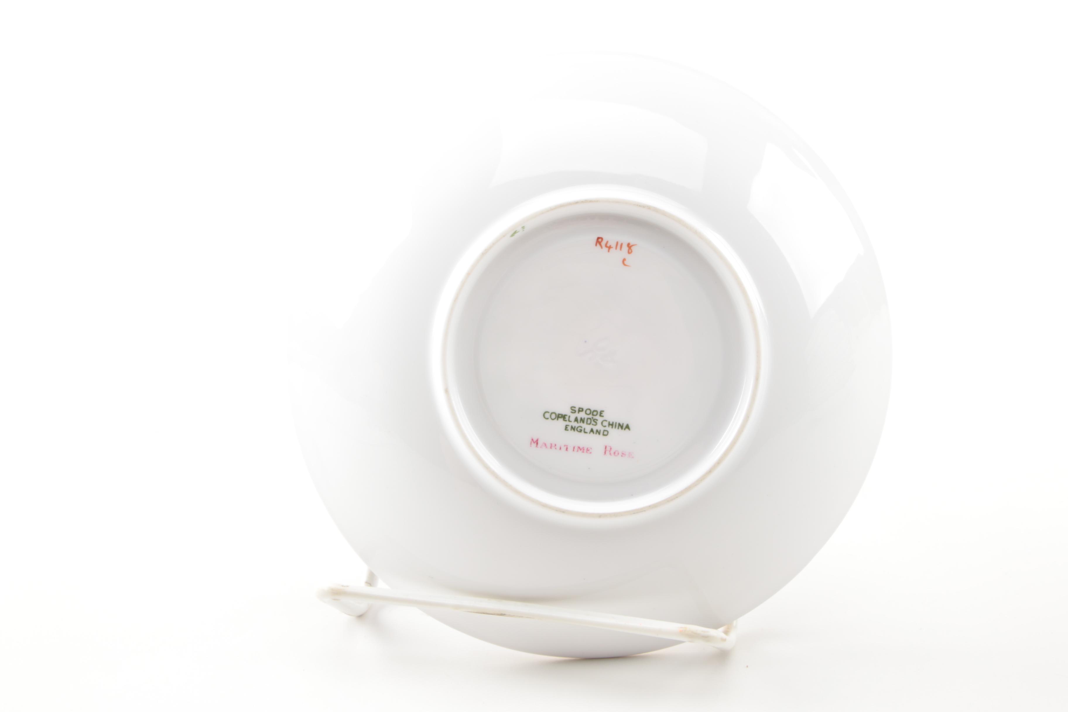 Vintage Copeland Spode "Maritime Rose" Porcelain Teacups and Saucers