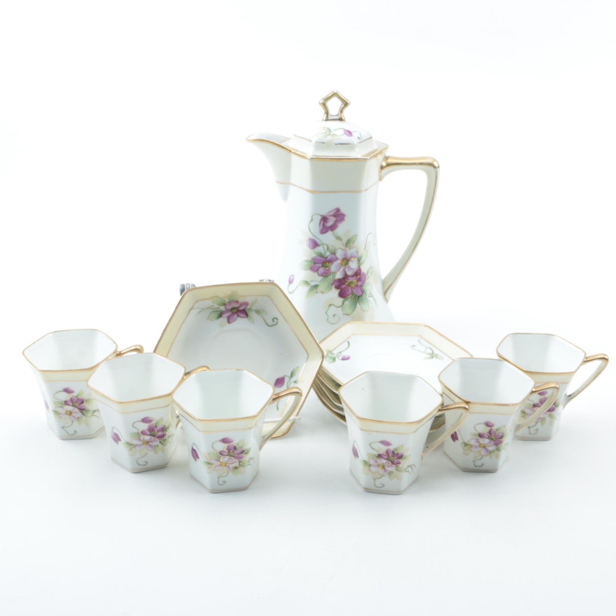 Vintage Nippon Purple Floral Tea Service