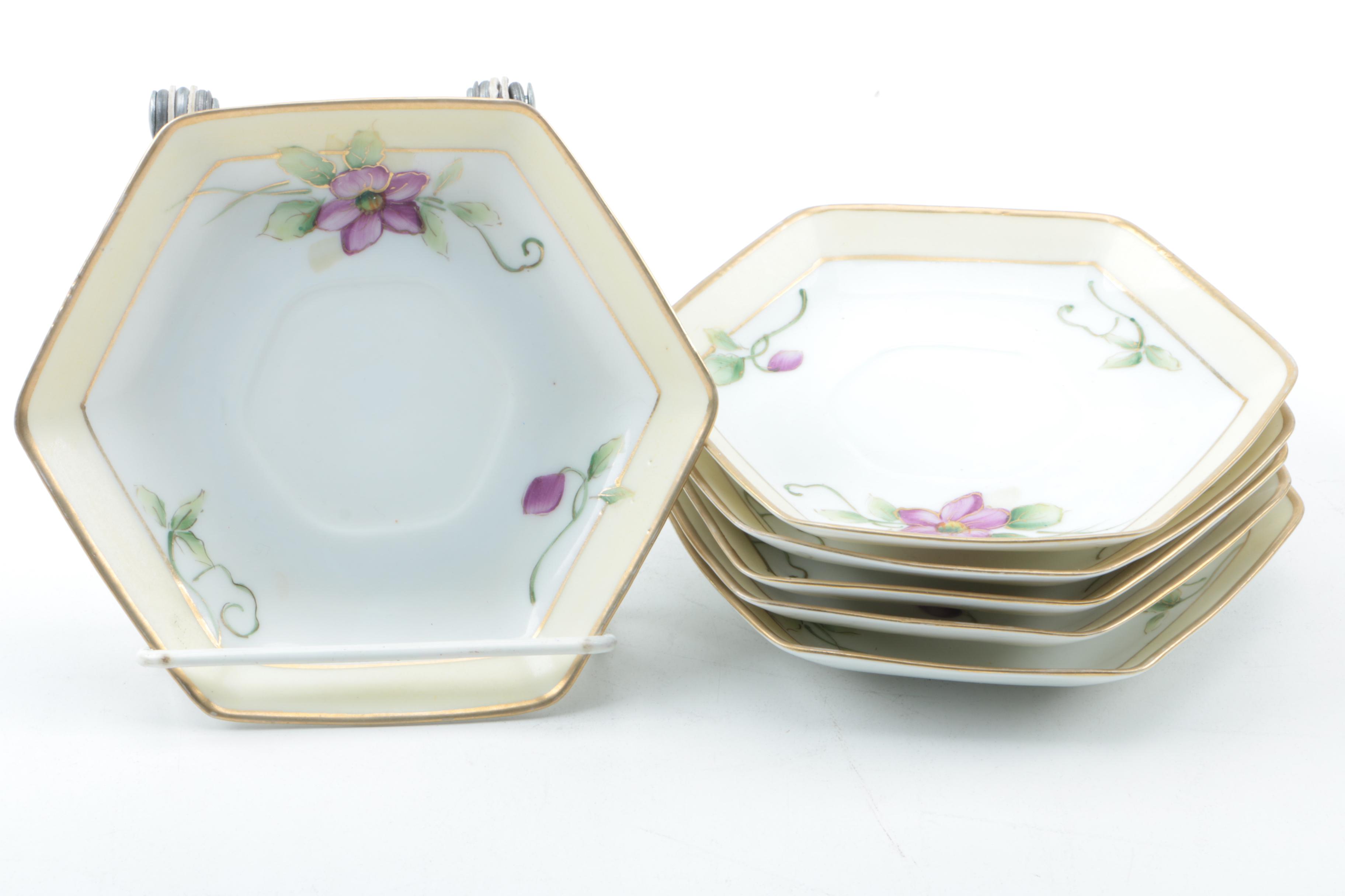 Vintage Nippon Purple Floral Tea Service