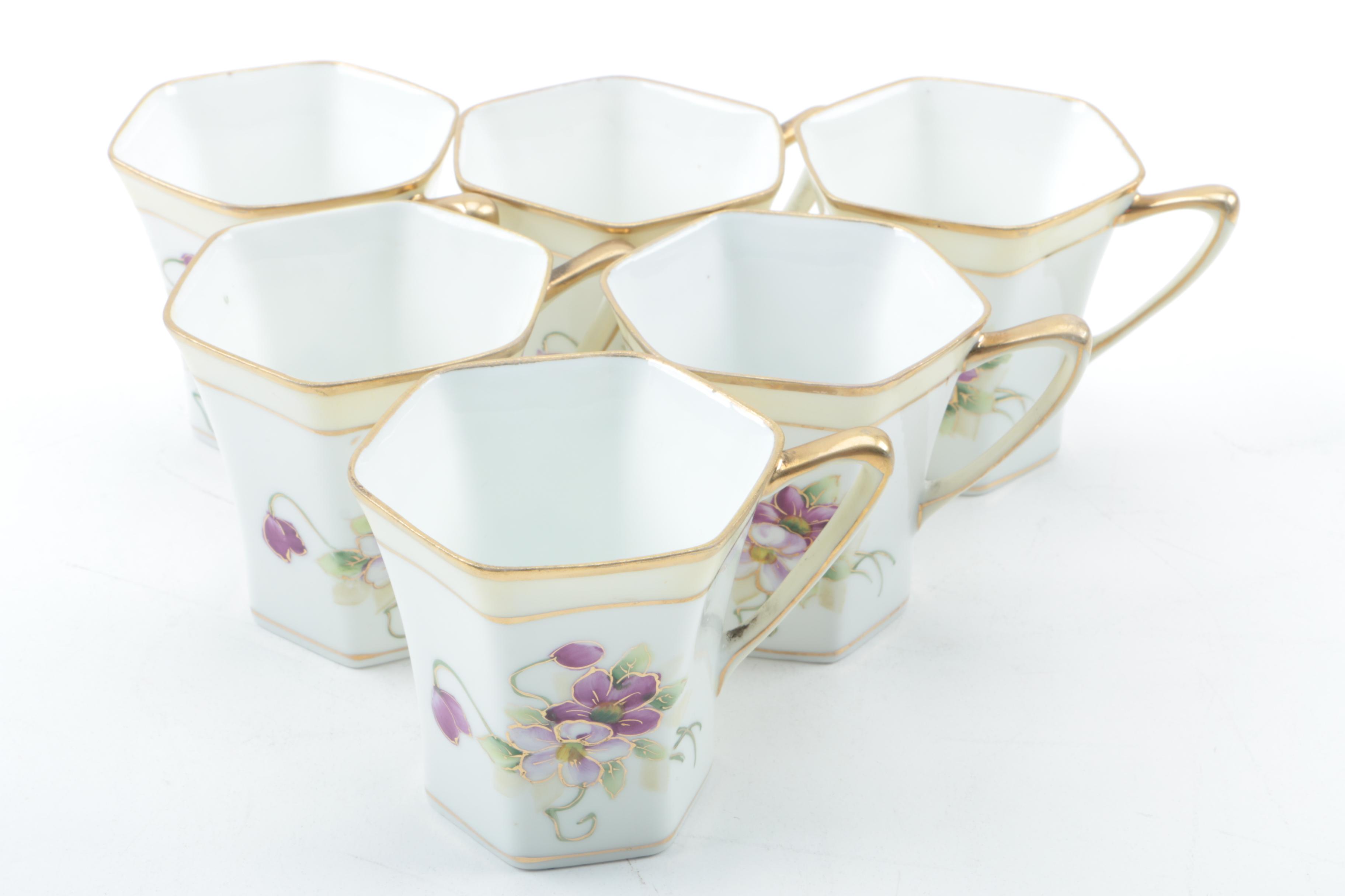 Vintage Nippon Purple Floral Tea Service