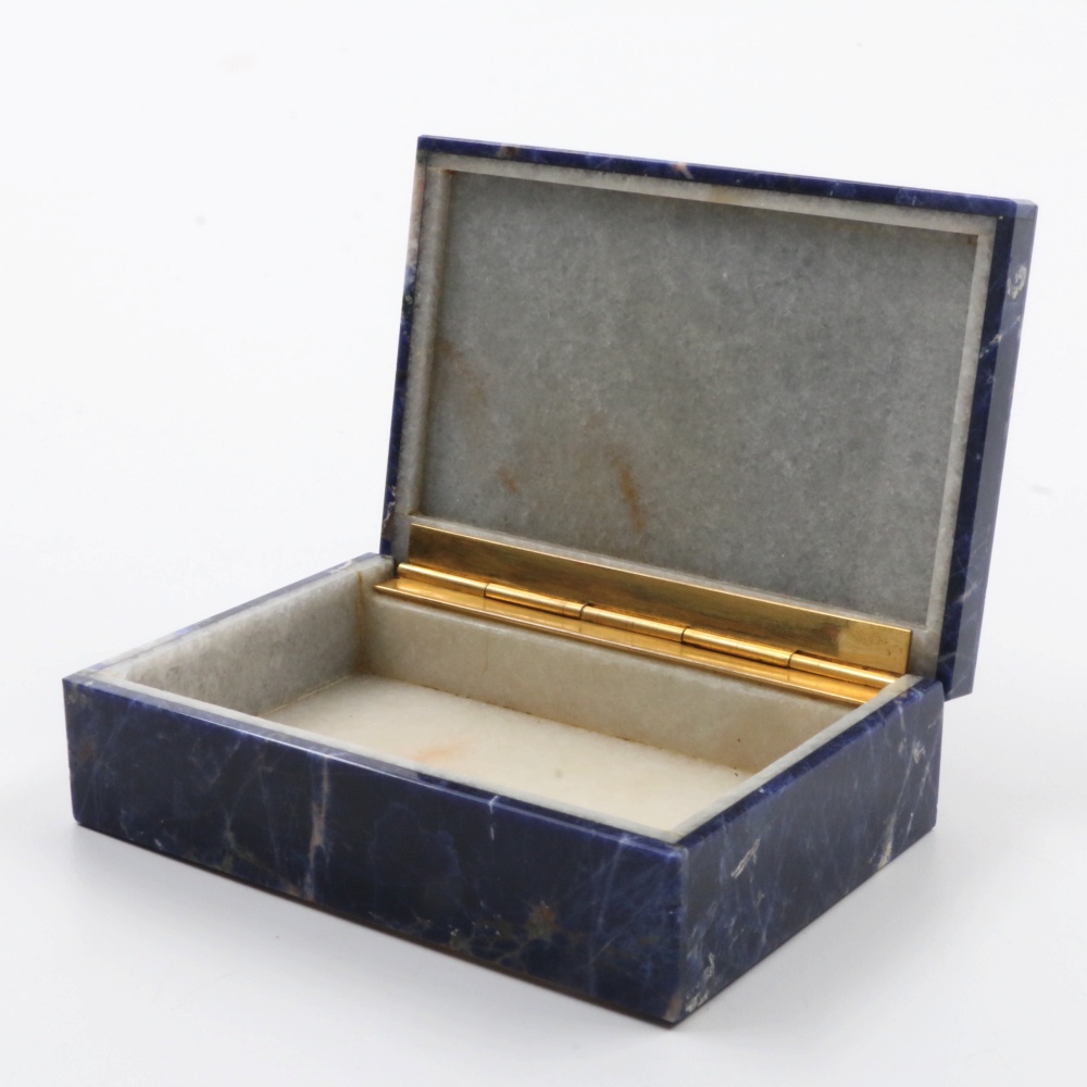 Blue Sodalite and Marble Box with Hinged Lid