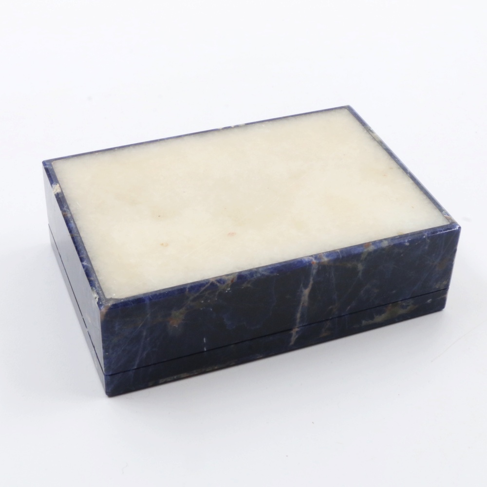 Blue Sodalite and Marble Box with Hinged Lid