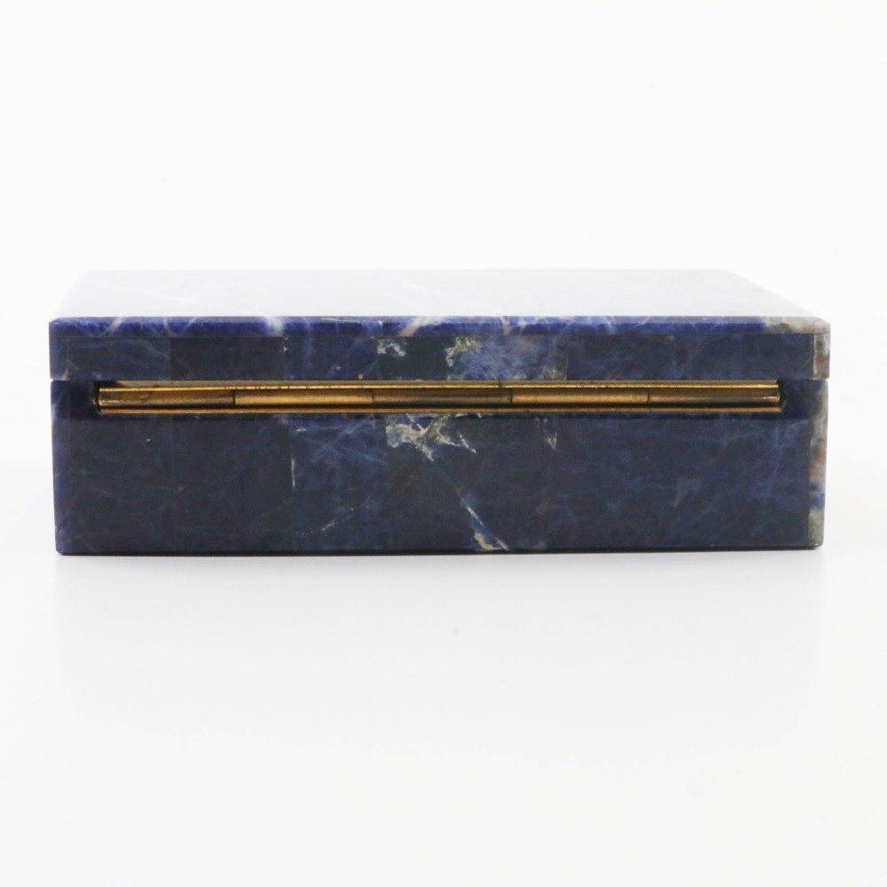 Blue Sodalite and Marble Box with Hinged Lid