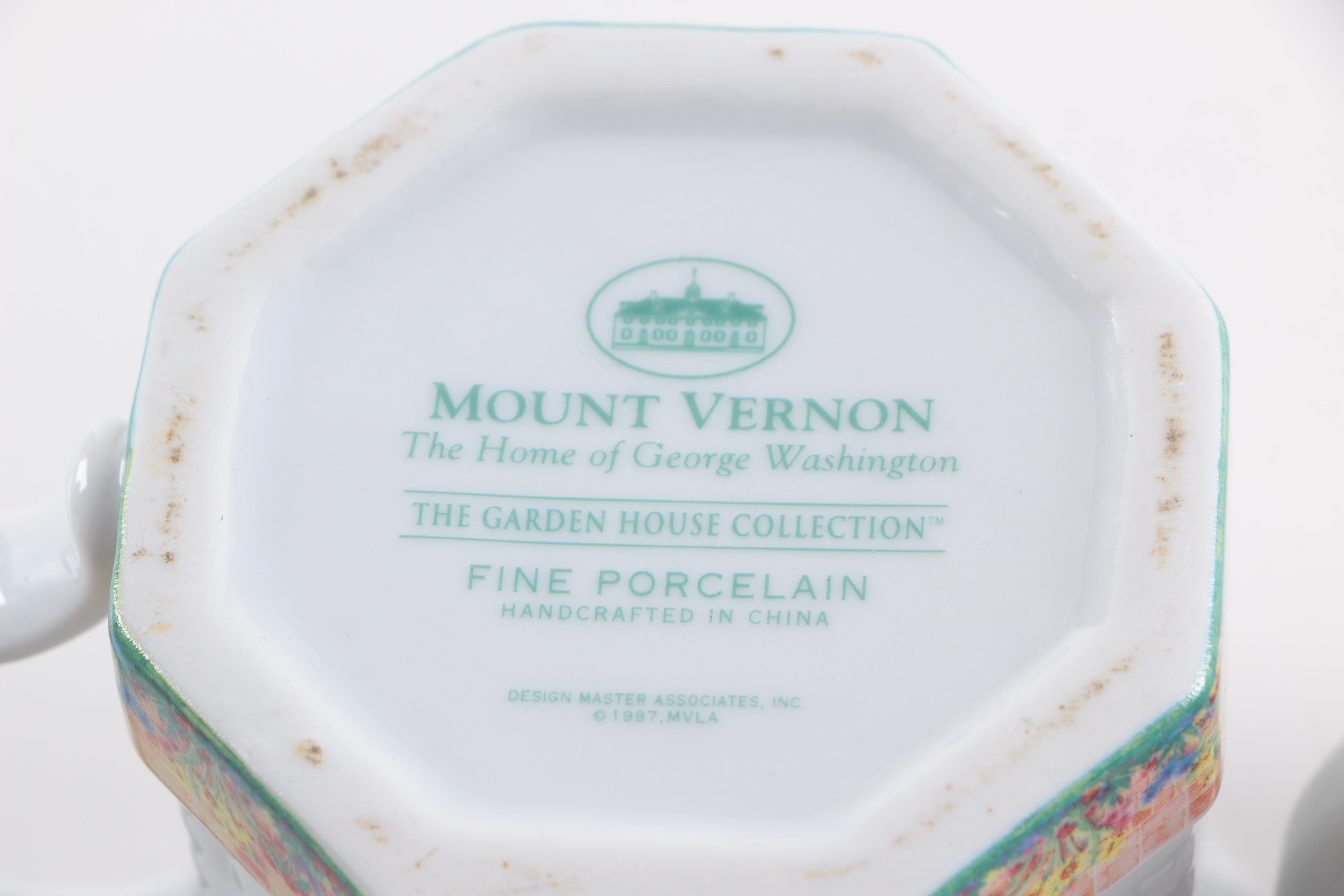 Mount Vernon "The Garden House Collection" Porcelain Mugs and Jar