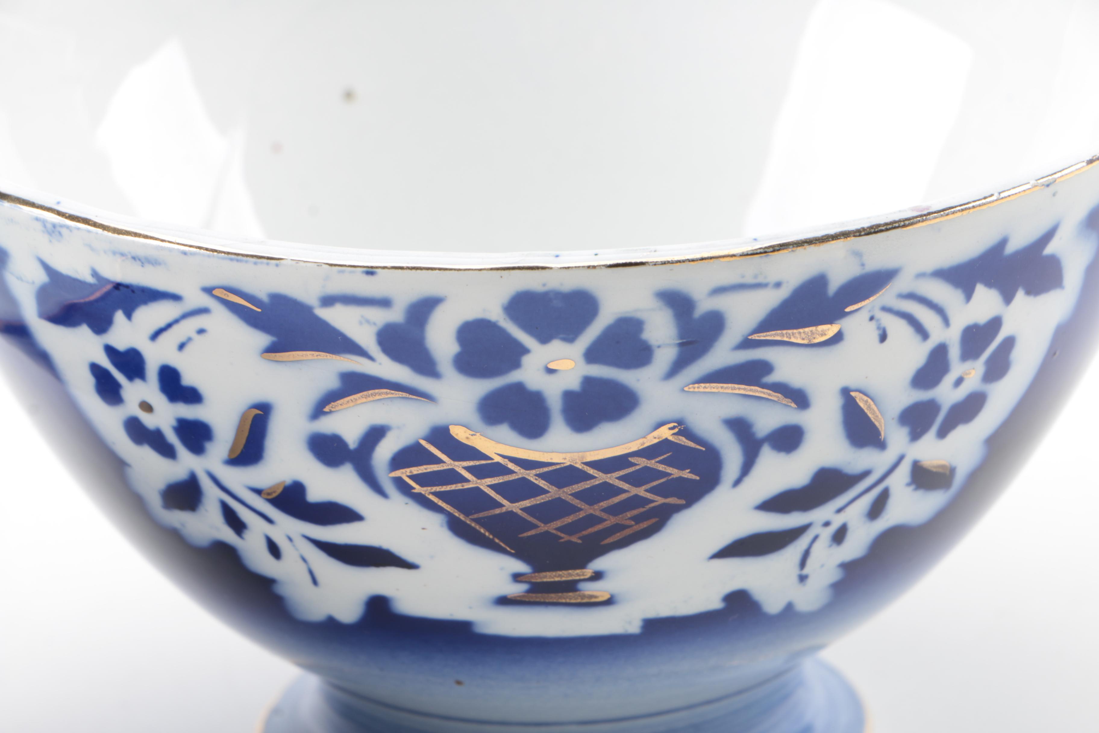 Blue and White Ceramic and Porcelain Bowls, Eggs, Figurines