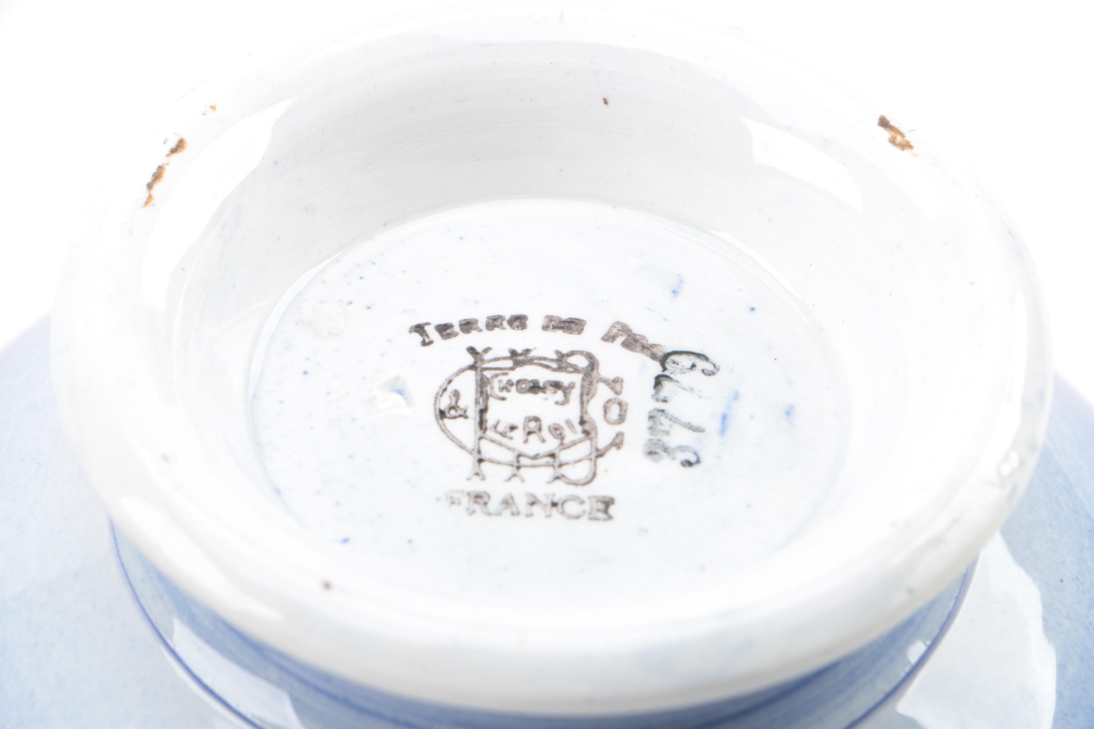 Blue and White Ceramic and Porcelain Bowls, Eggs, Figurines