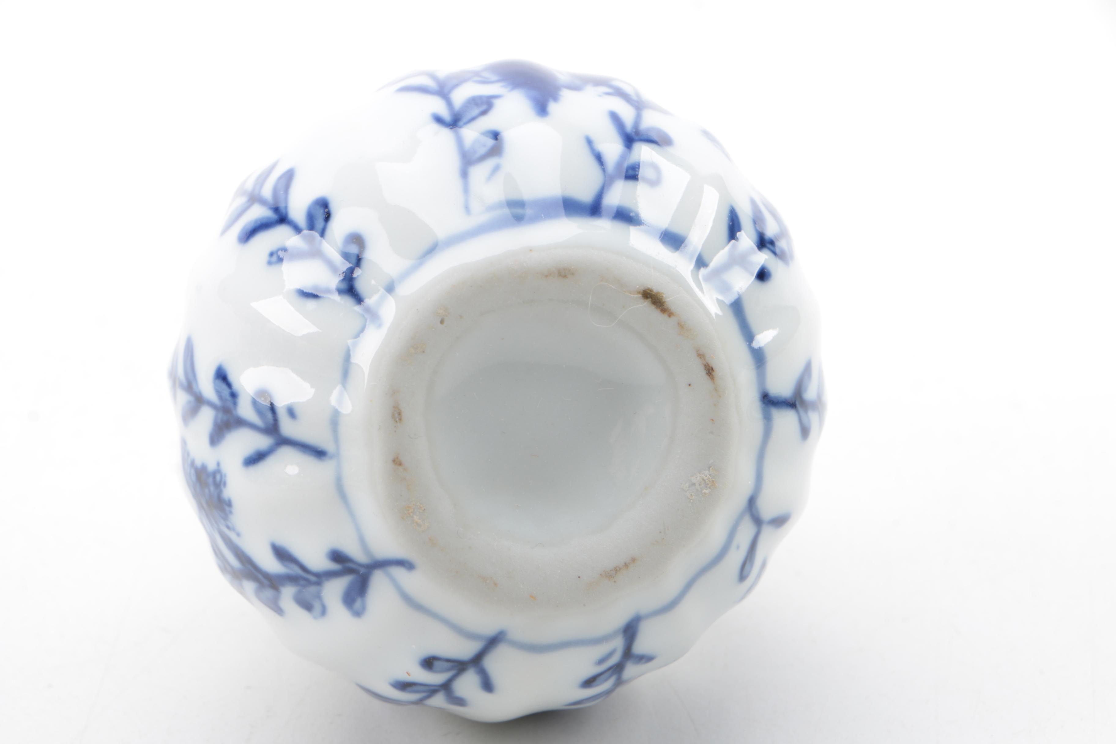 Blue and White Ceramic and Porcelain Bowls, Eggs, Figurines