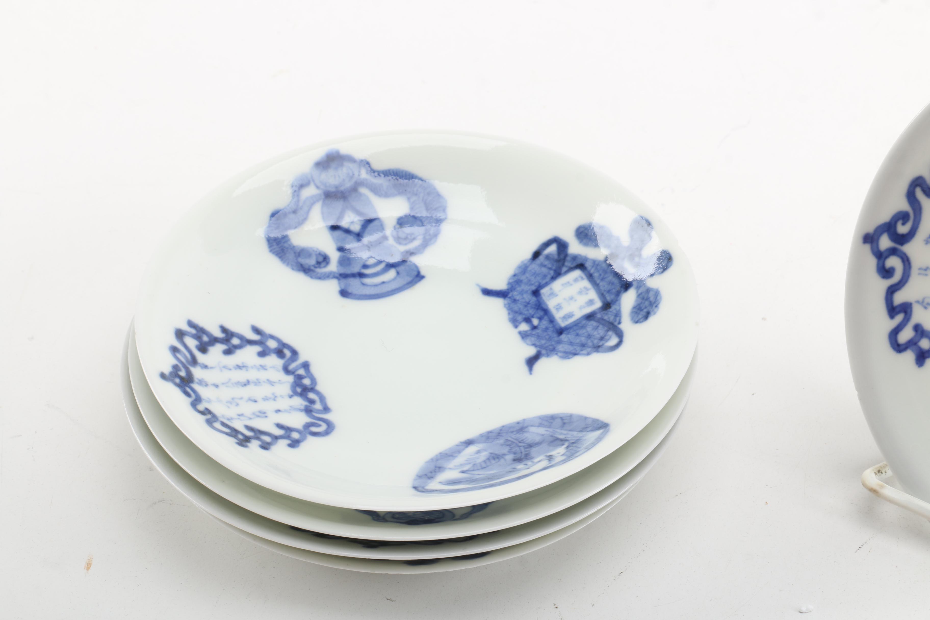 Japanese Late Meiji Period Blue and White Plates