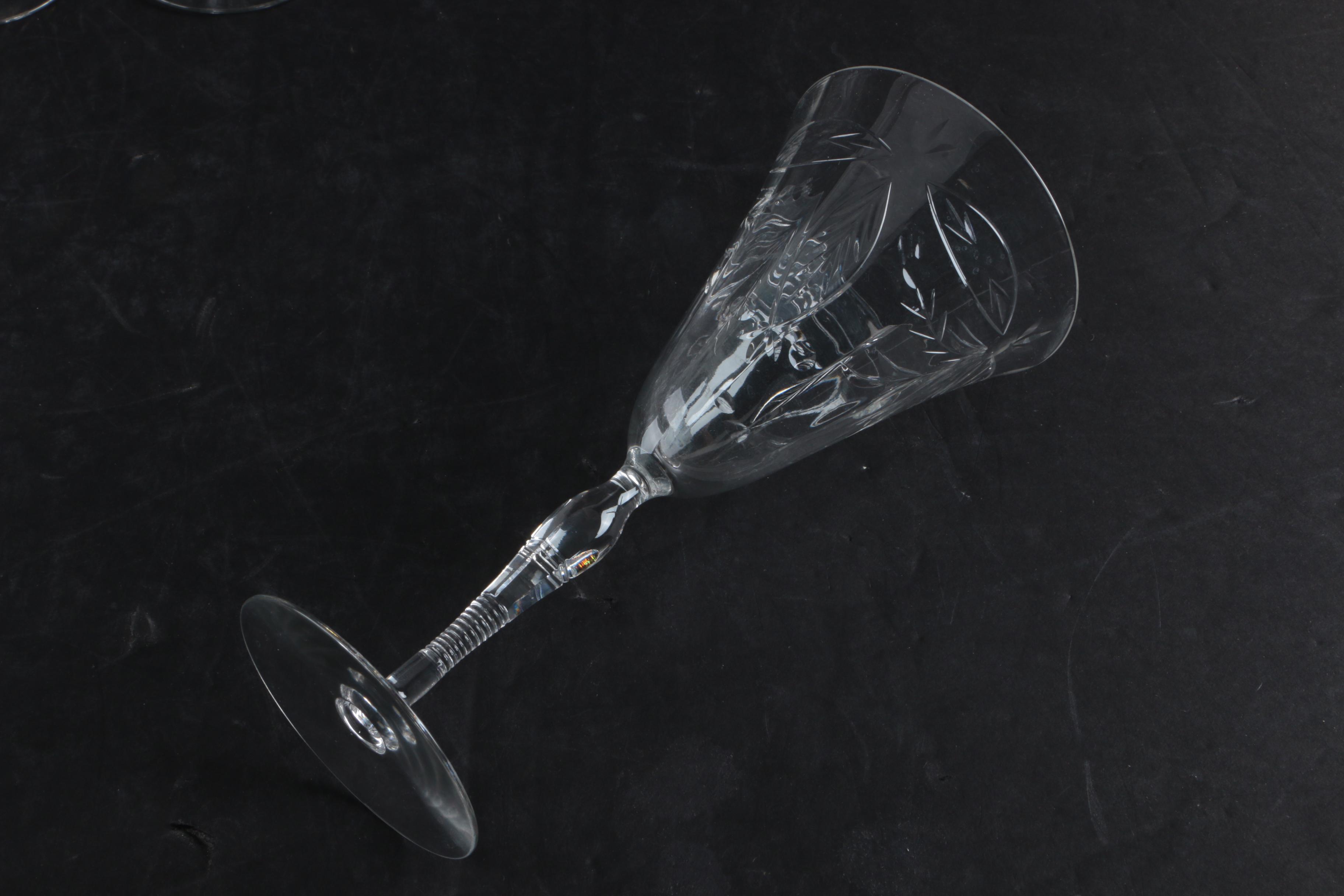 Collection of Floral Cut Crystal Stemware