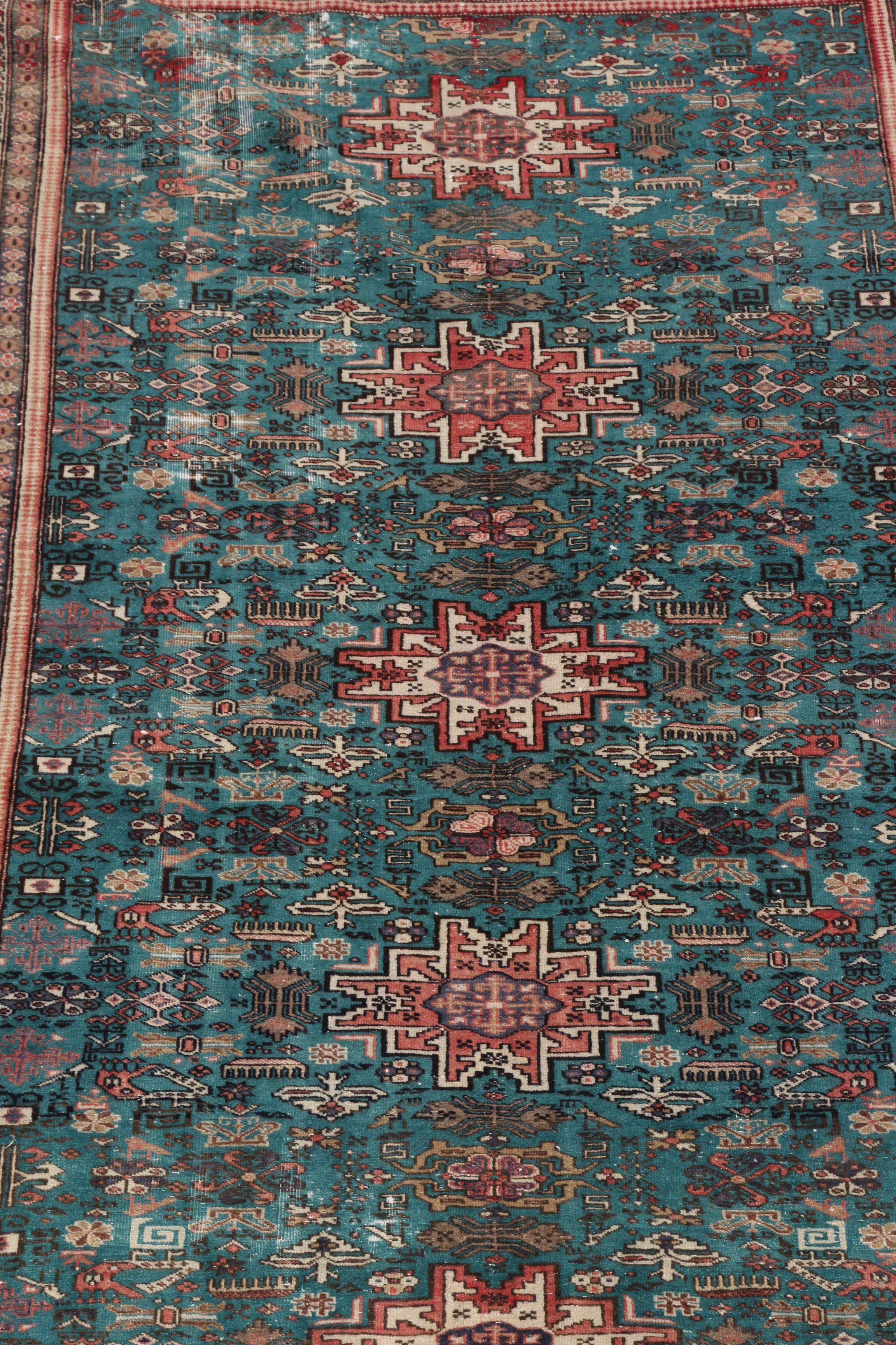 Hand-Knotted Kazak Lesghi Wool Area Rug