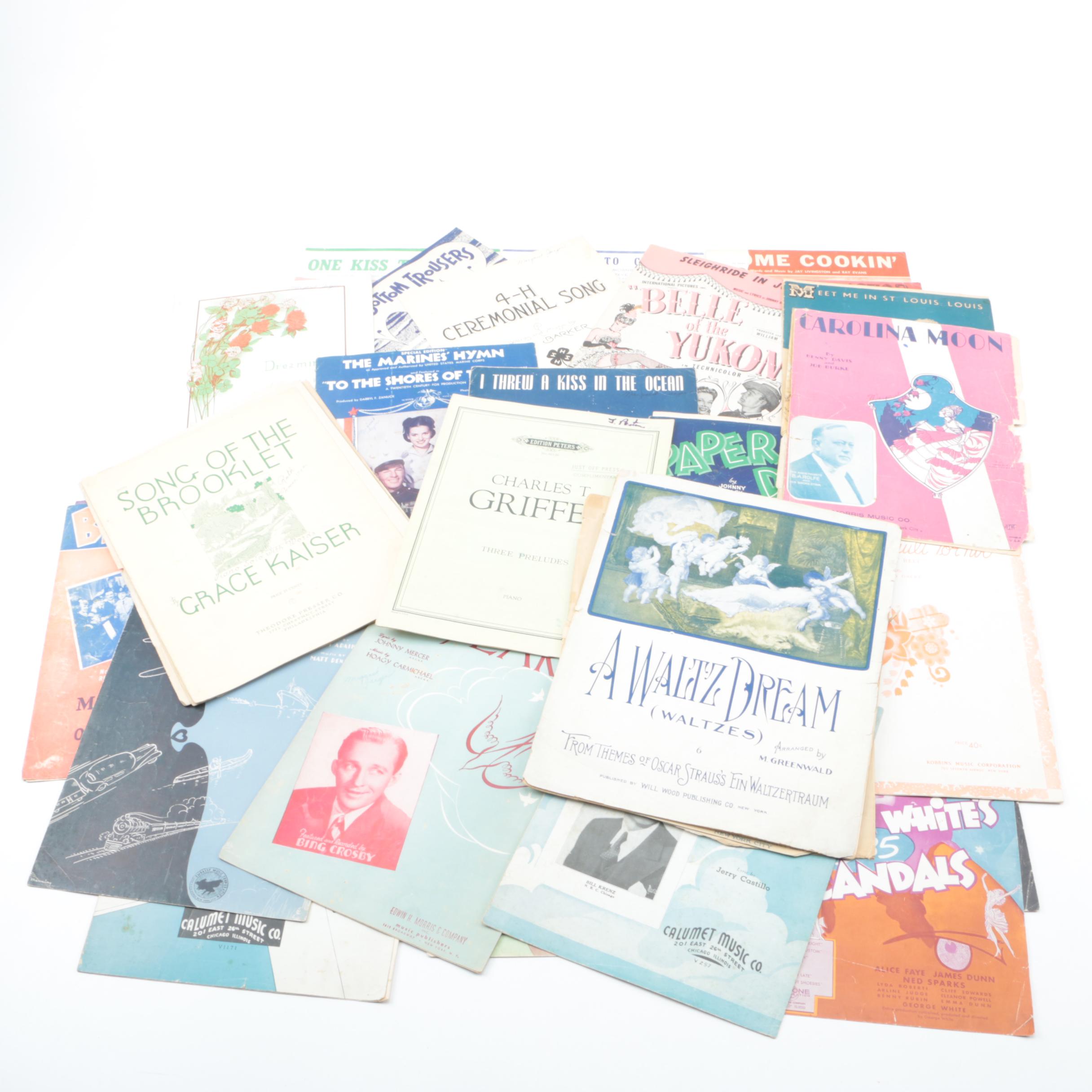 Vintage Classical and Popular Sheet Music, Including Bing Crosby