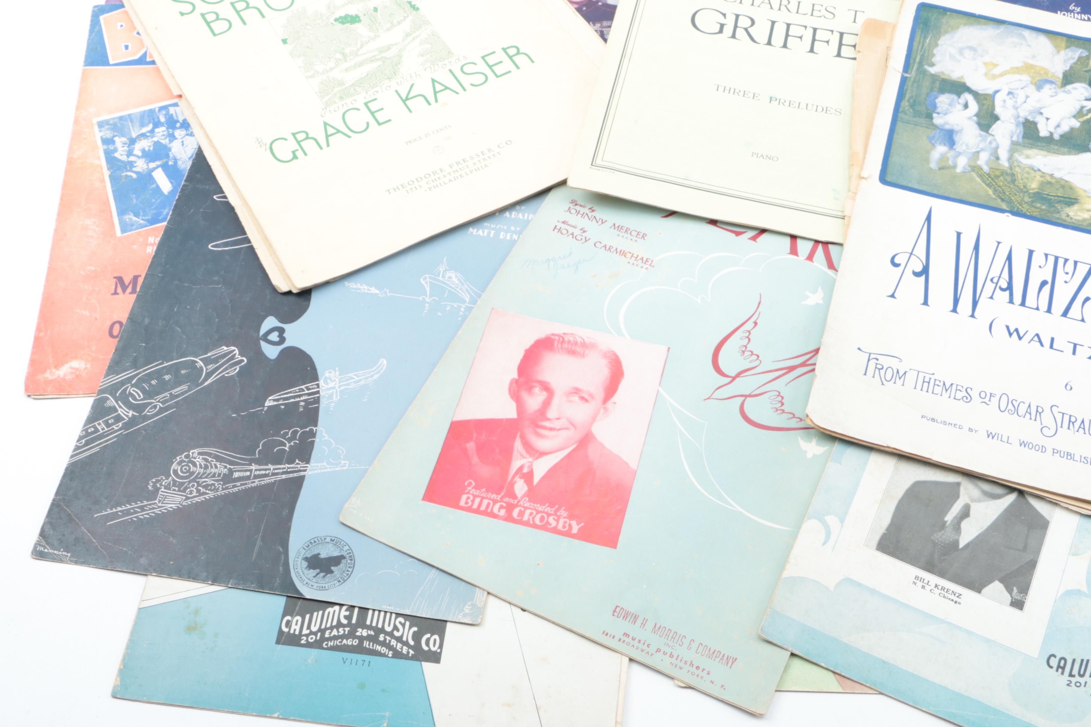Vintage Classical and Popular Sheet Music, Including Bing Crosby