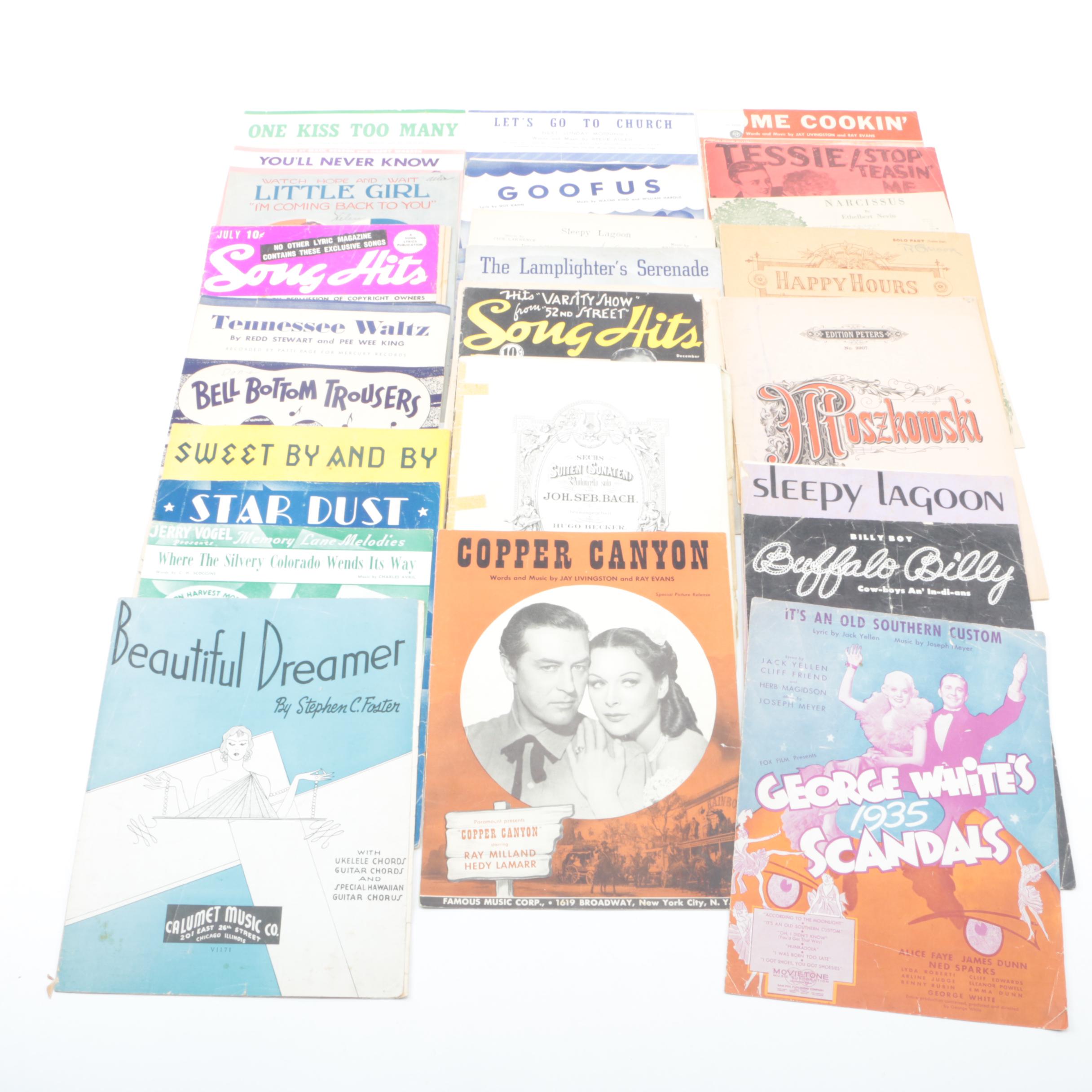 Vintage Classical and Popular Sheet Music, Including Bing Crosby