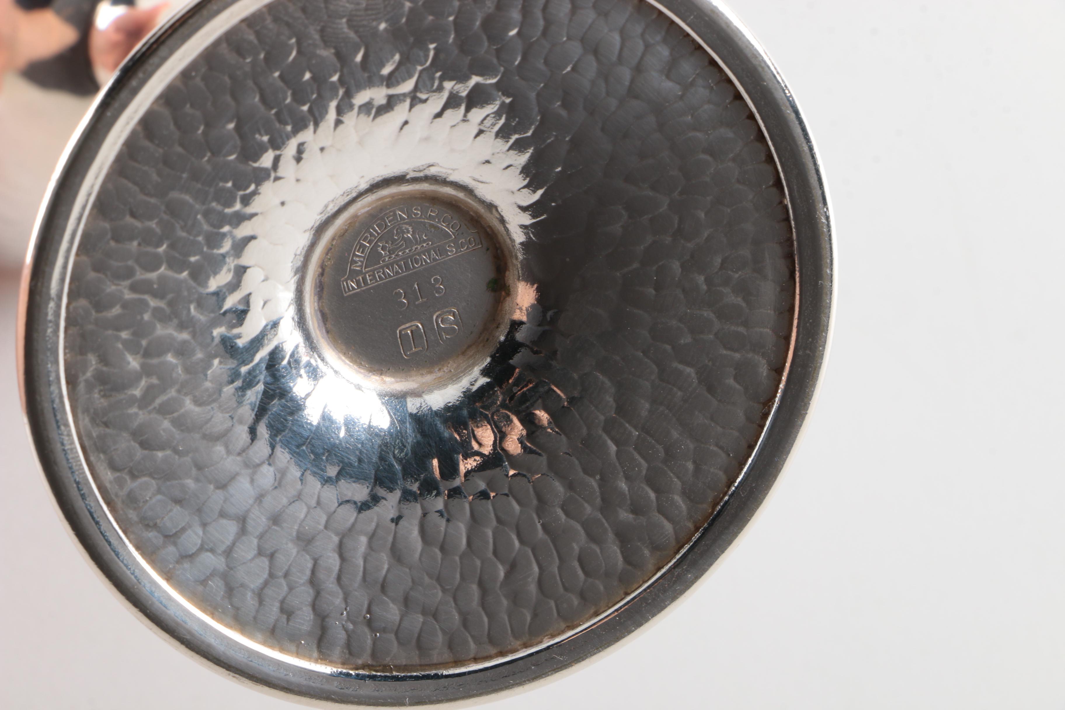 Meriden Silver Plate Co. Silver Plate Hammered Cocktail Glasses