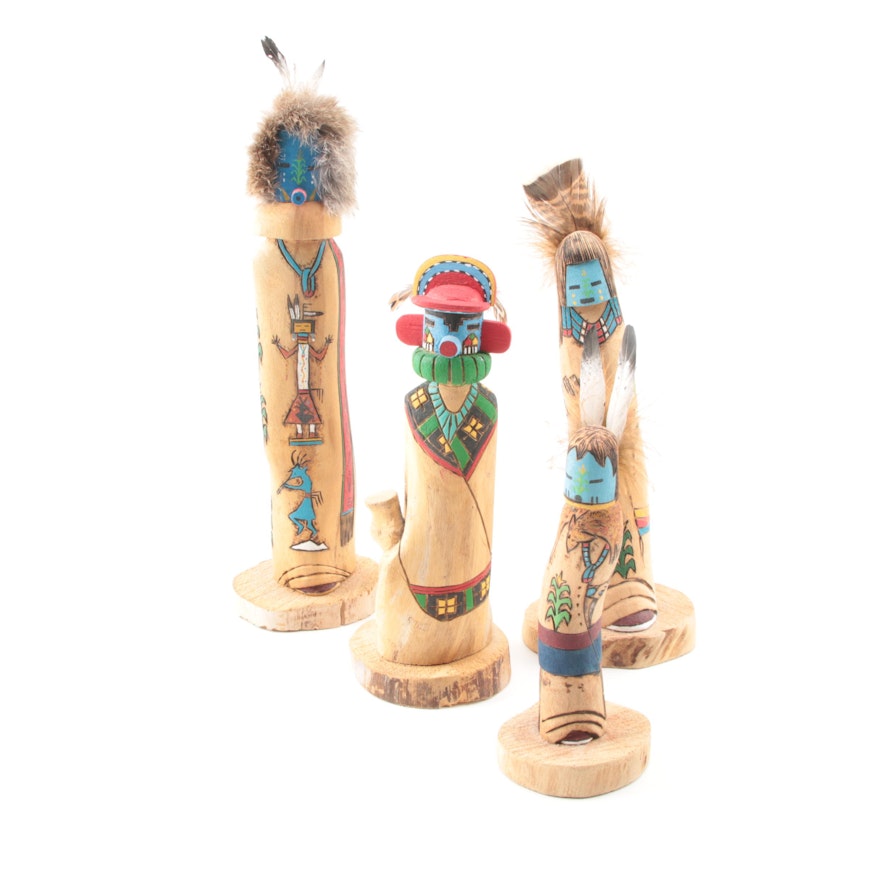 Billy Begaye Carved Wood Navajo Style Yei Figures and Hopi Style Figure