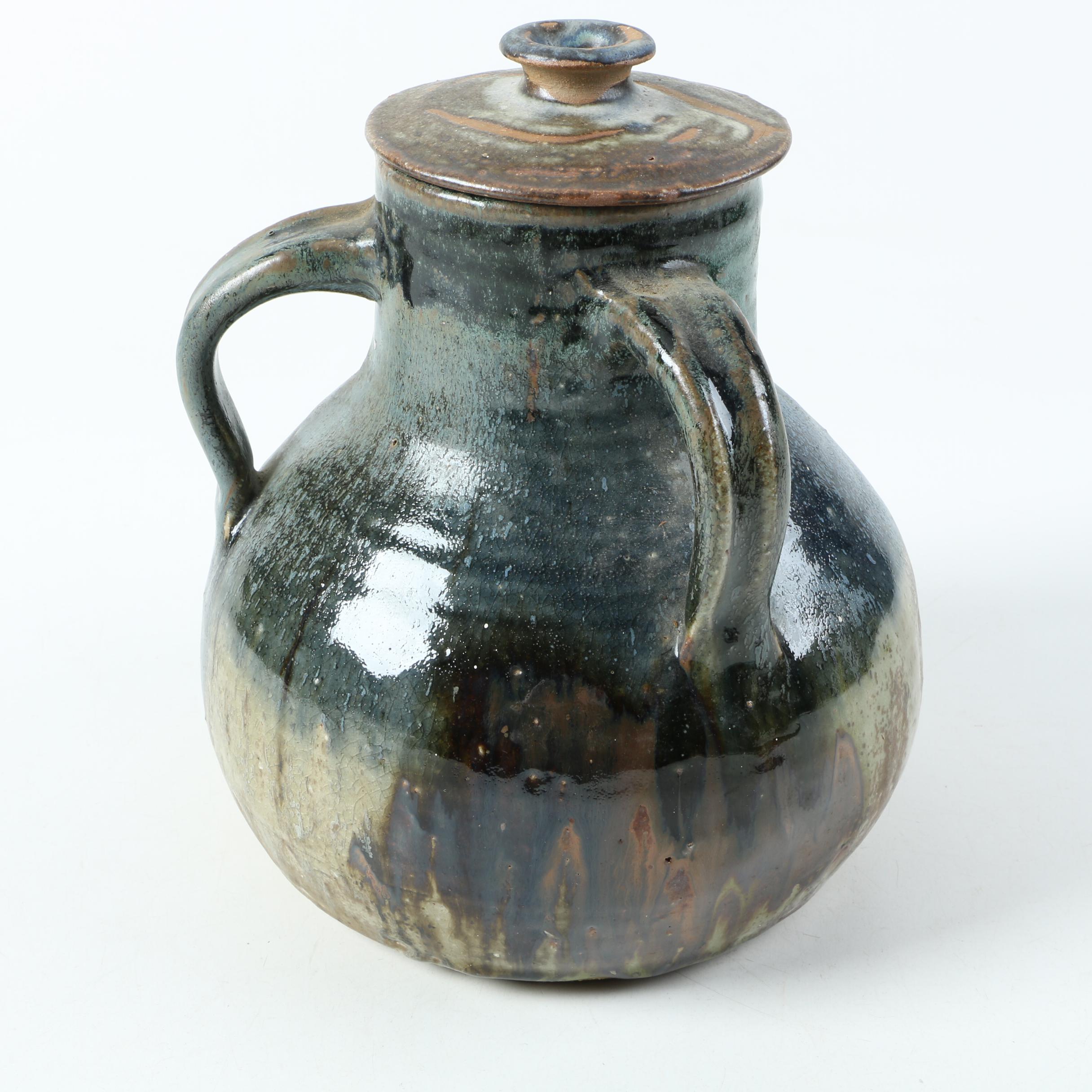 Three Handled Art Pottery Jar