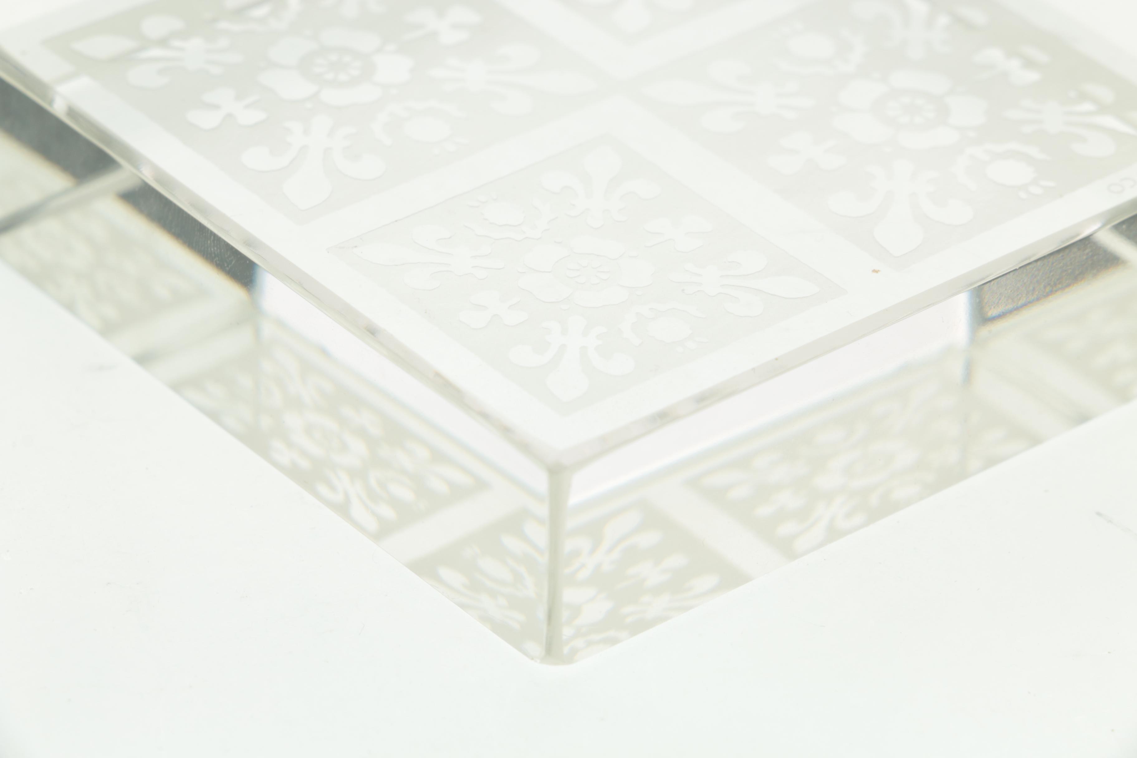 Tiffany & Co Crystal Floral Motif Paperweight