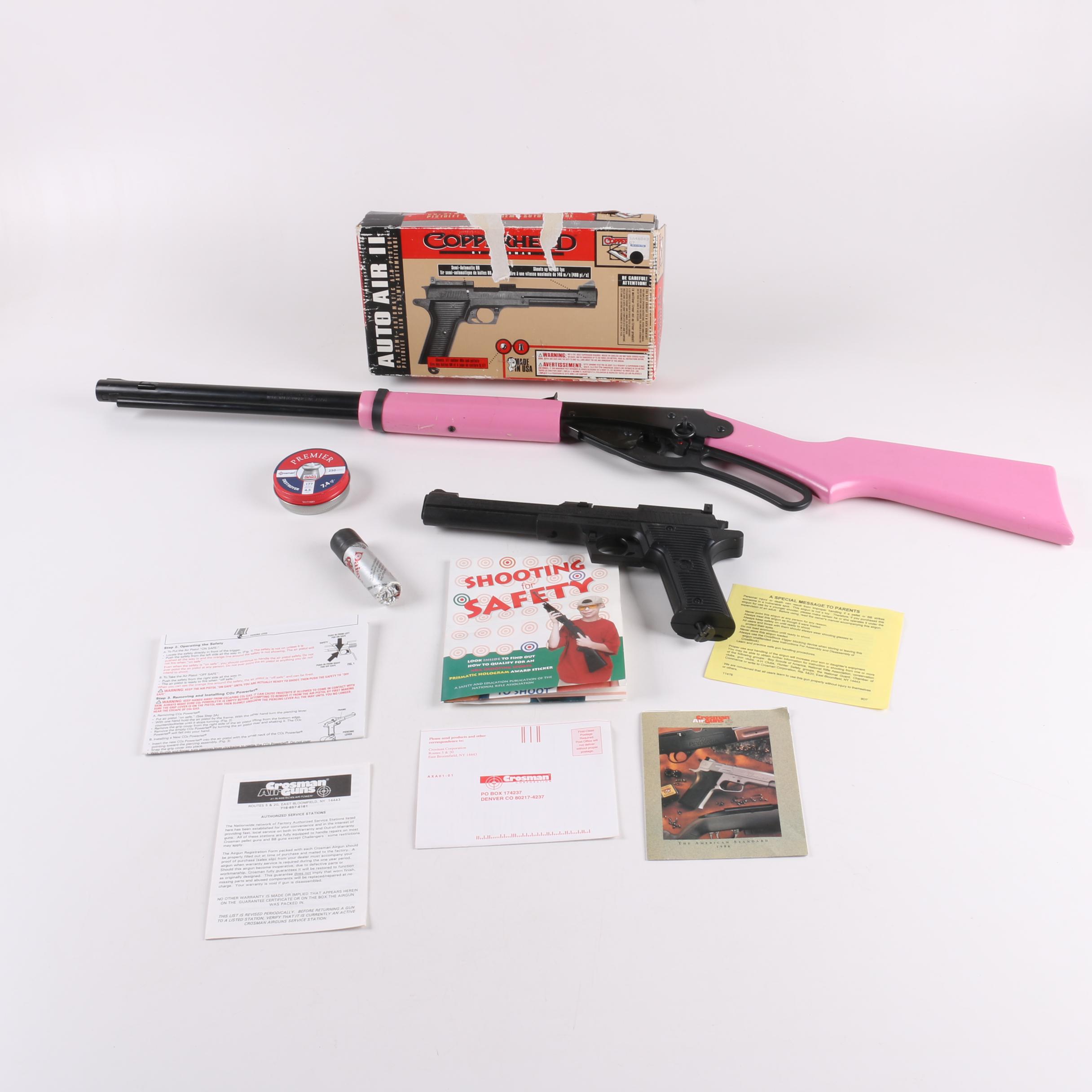 Copperhead Auto Air II BB Pistol, Daisy Air Rifle and Accessories