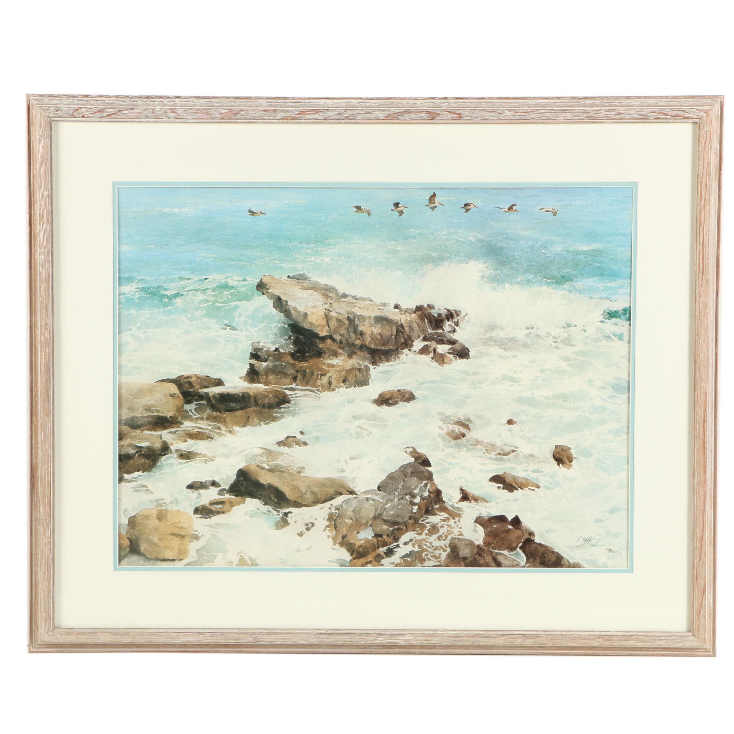 Roger Folk  Offset Lithograph of a Shoreline Landscape