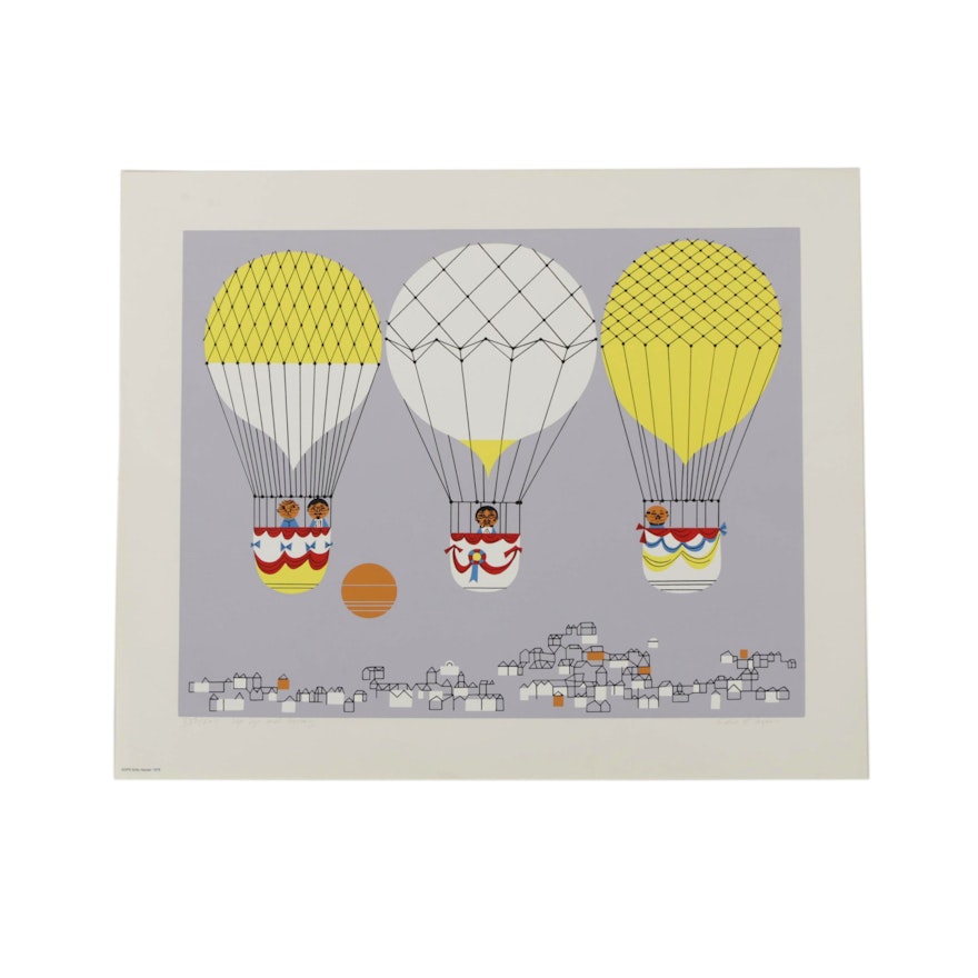 Edie Harper Signed Limited Edition Serigraph "Up Up and Away"