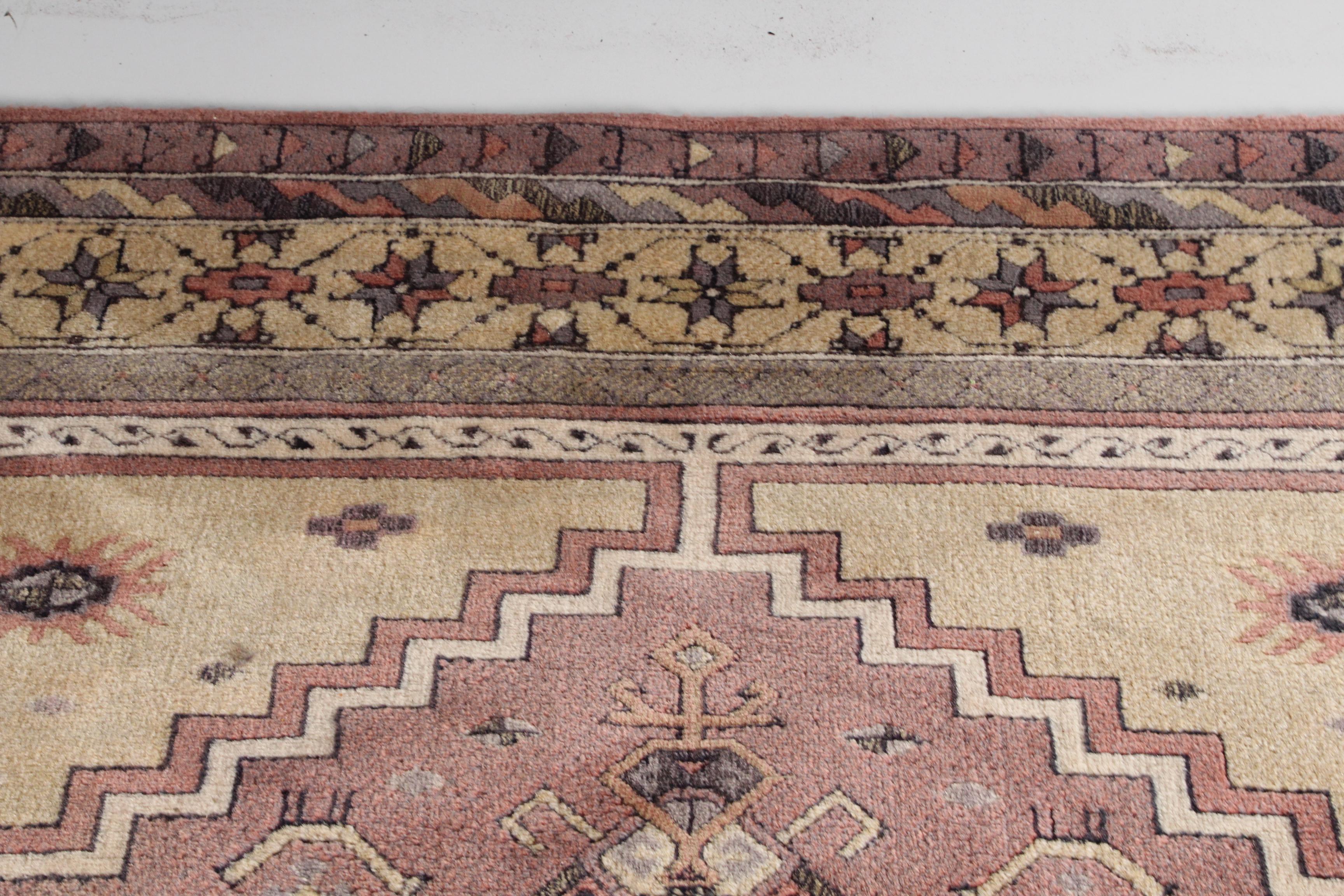 Power-Loomed Caucasian Style Carved Wool Area Rug