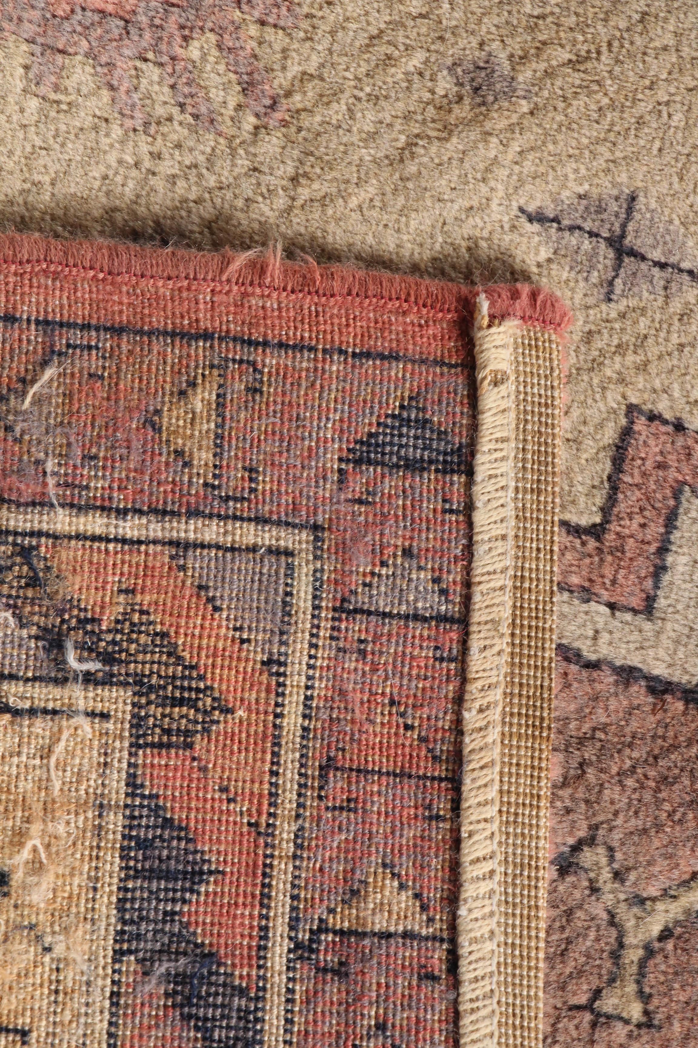 Power-Loomed Caucasian Style Carved Wool Area Rug