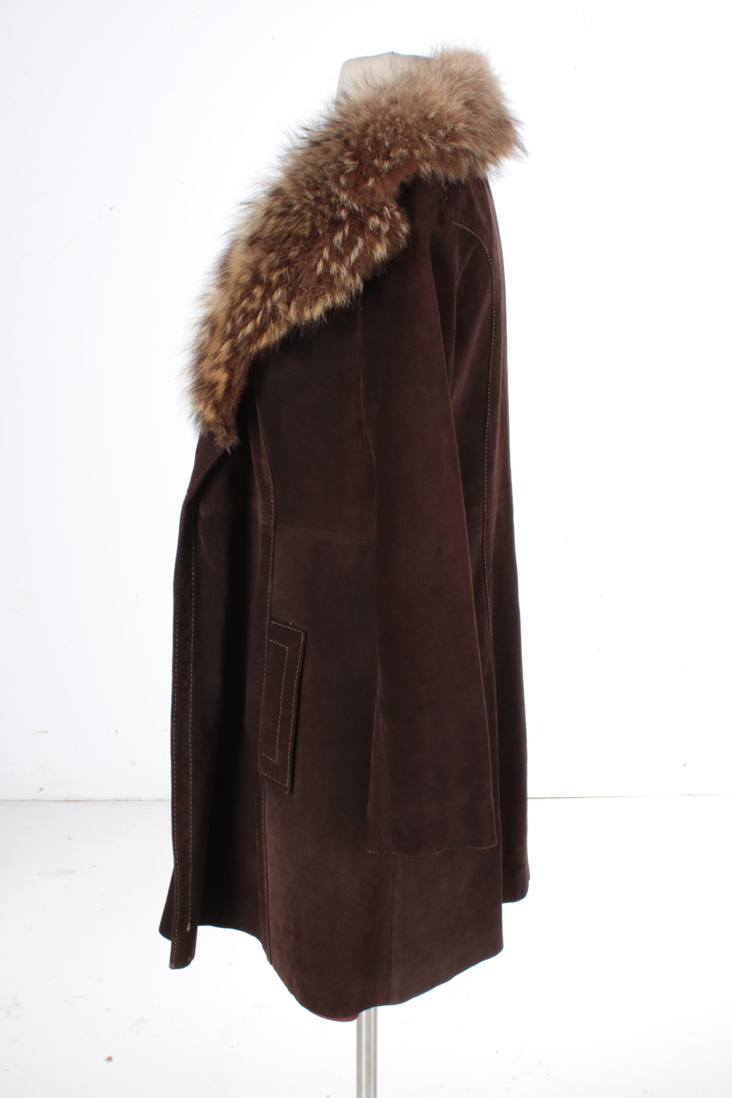 1970s Neiman Marcus Suede and Raccoon Fur Coat