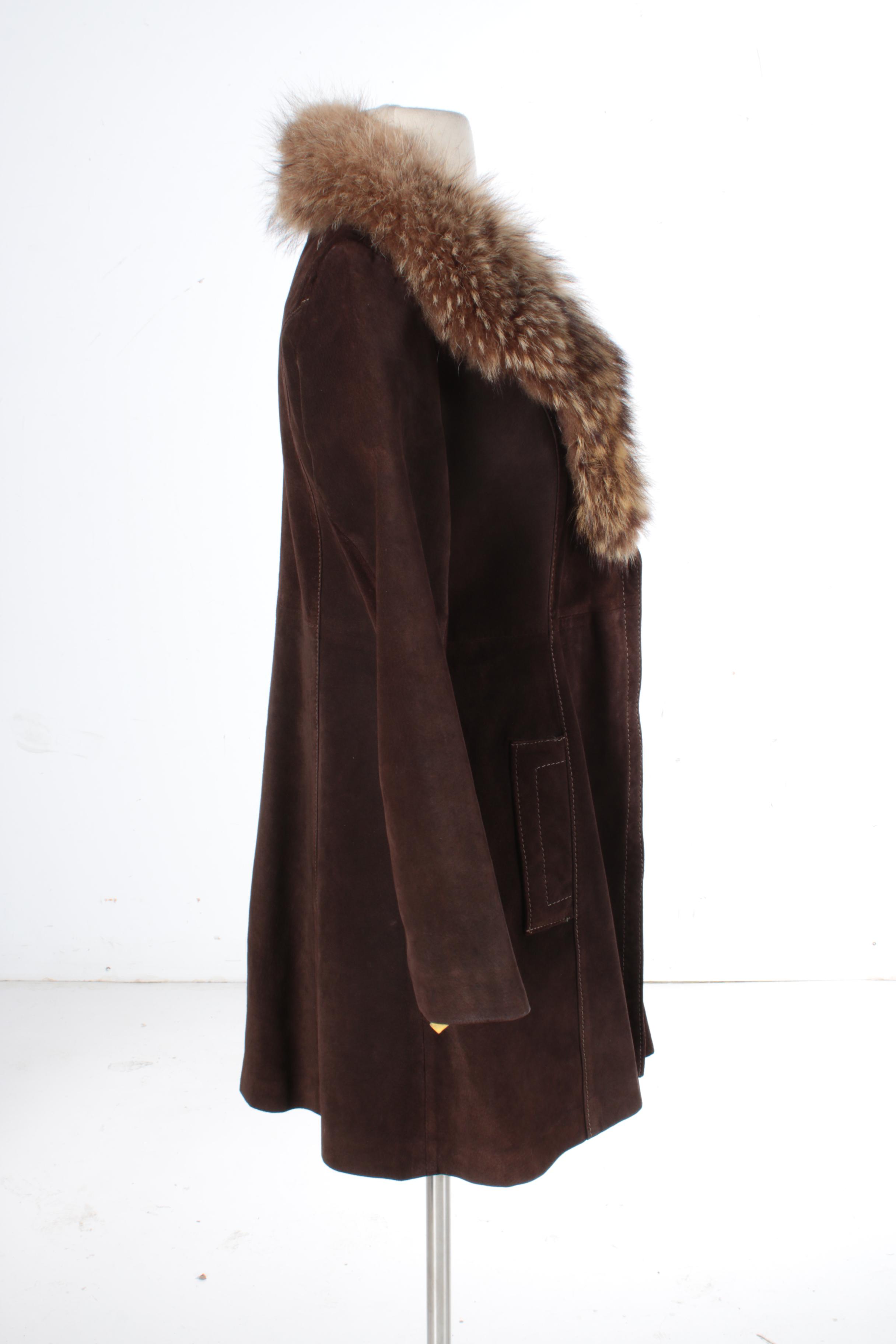 1970s Neiman Marcus Suede and Raccoon Fur Coat