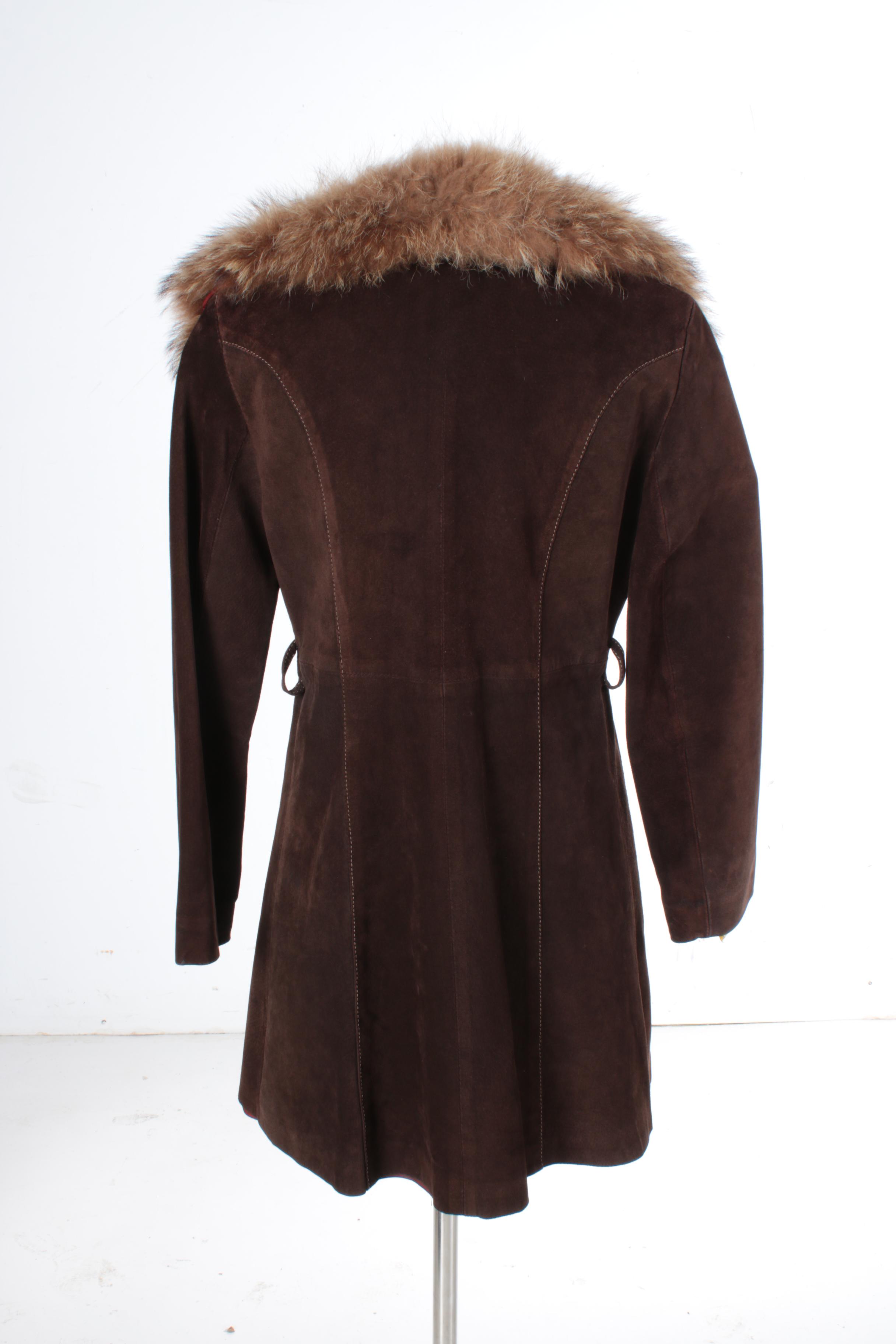 1970s Neiman Marcus Suede and Raccoon Fur Coat