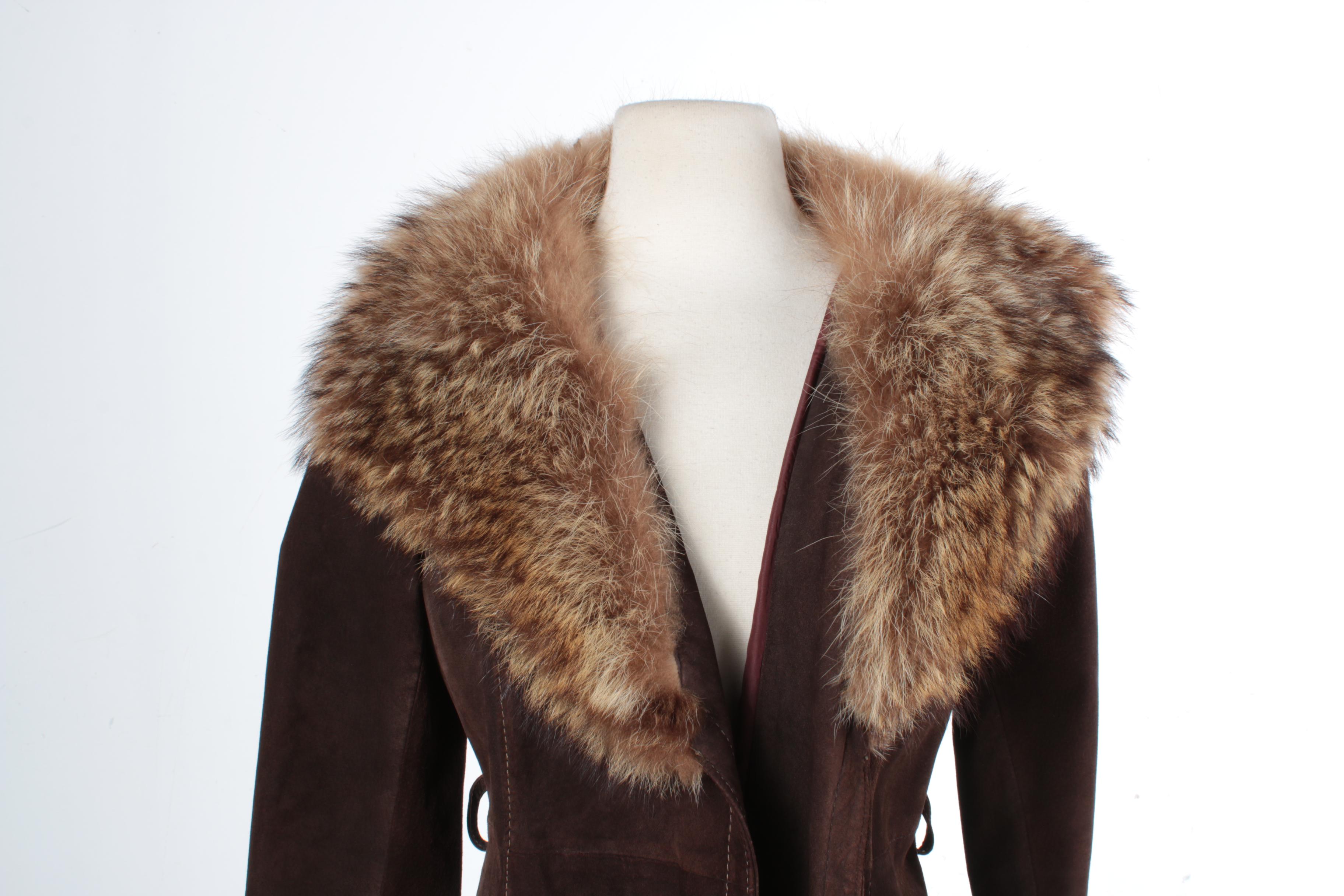 1970s Neiman Marcus Suede and Raccoon Fur Coat