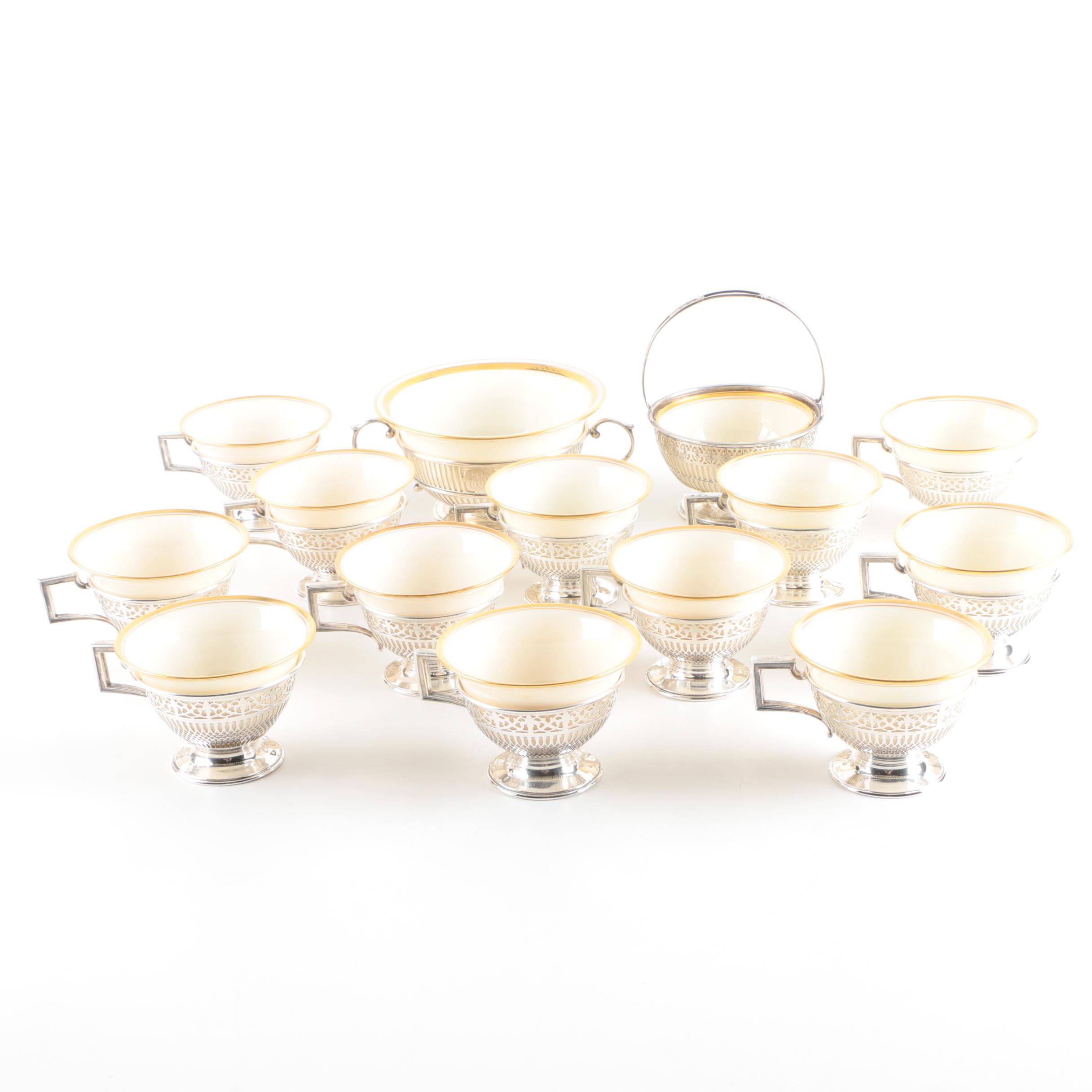 Frank Whiting Co. Sterling Demitasse Cups with Lenox Porcelain Liners and More