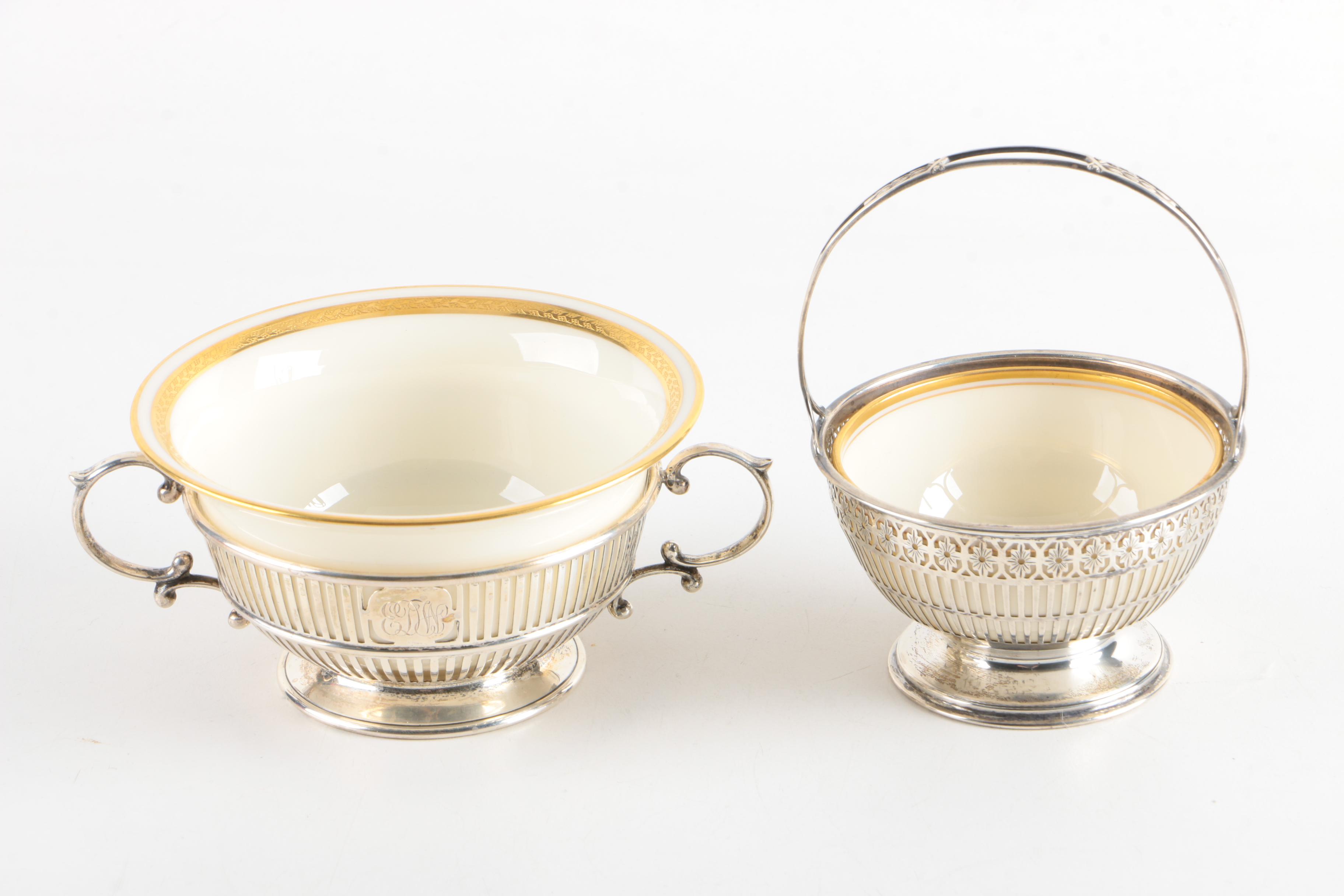 Frank Whiting Co. Sterling Demitasse Cups with Lenox Porcelain Liners and More