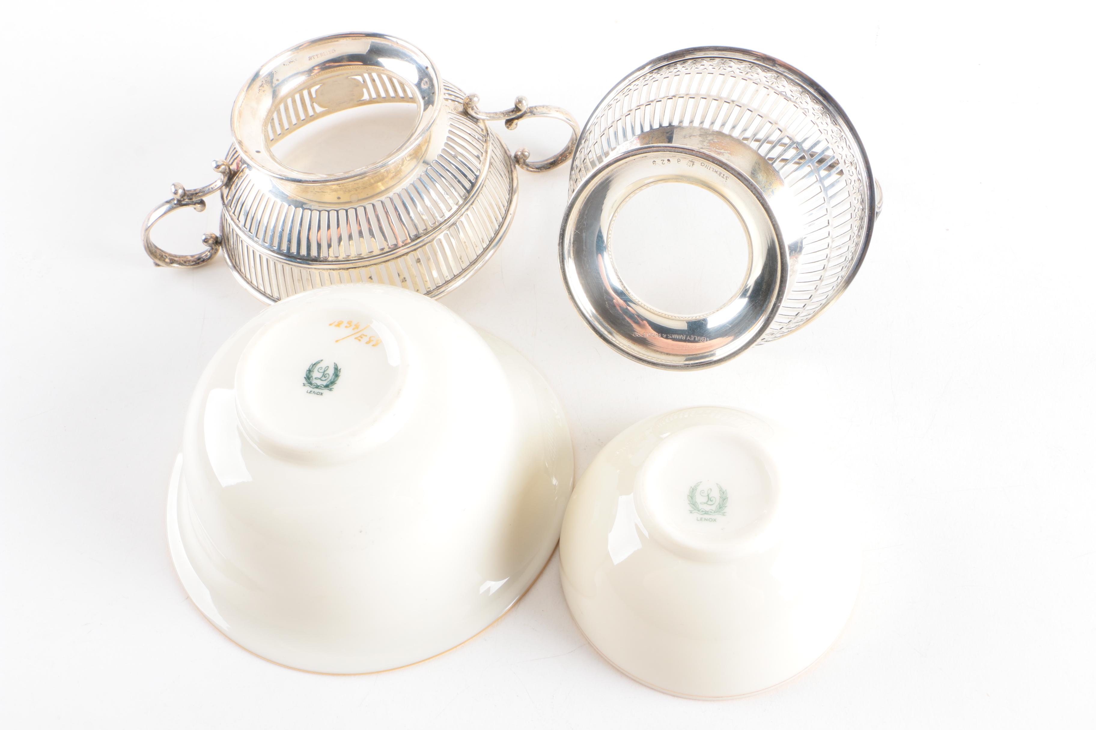 Frank Whiting Co. Sterling Demitasse Cups with Lenox Porcelain Liners and More