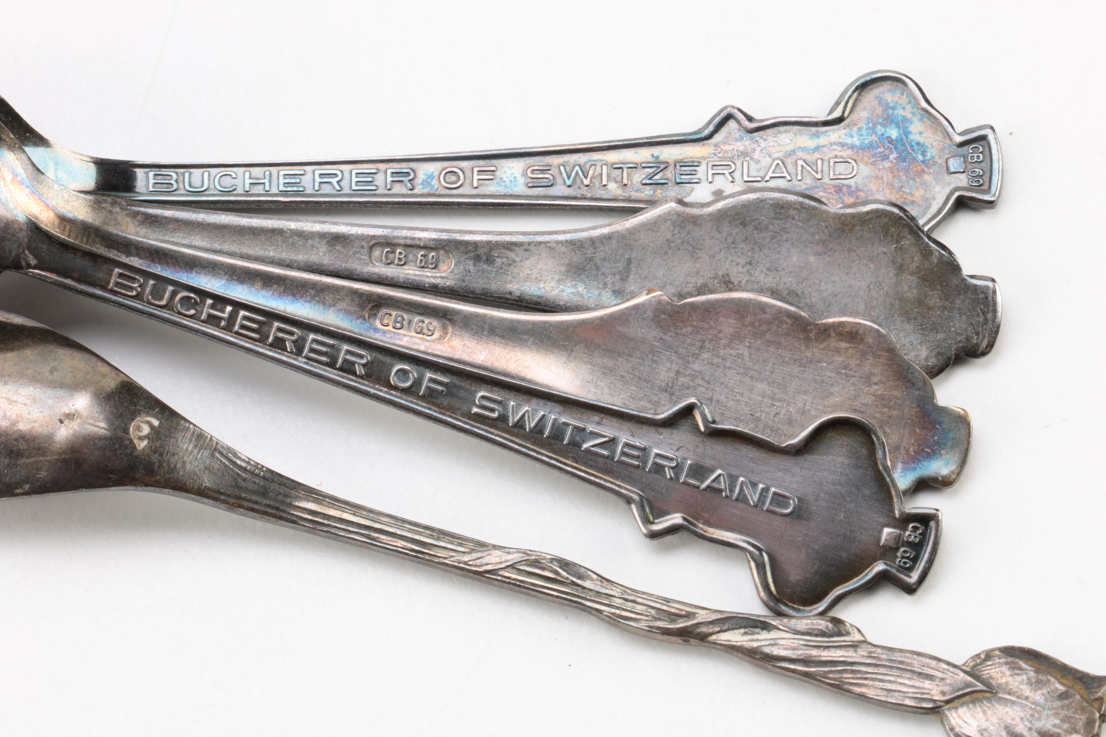 Rolex Bucherer Silver Plate Spoons with Other Silver Plate Flatware