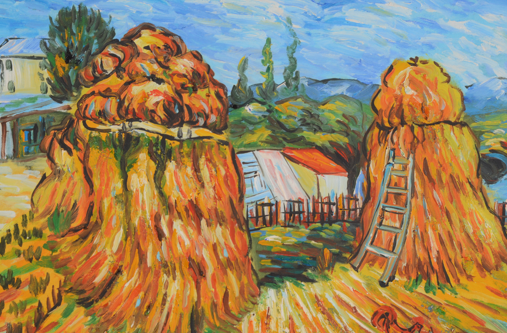 Oil on Canvas Copy Painting after Vincent Van Gogh "Haystacks in Provence"