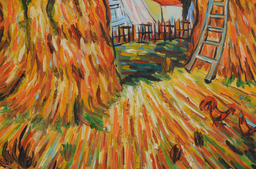 Oil on Canvas Copy Painting after Vincent Van Gogh "Haystacks in Provence"