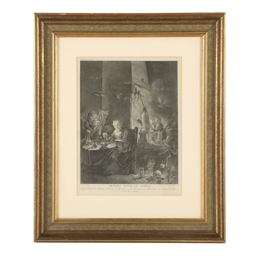 Lithograph After David Teniers the Younger "Depart Pour Le Sabat"