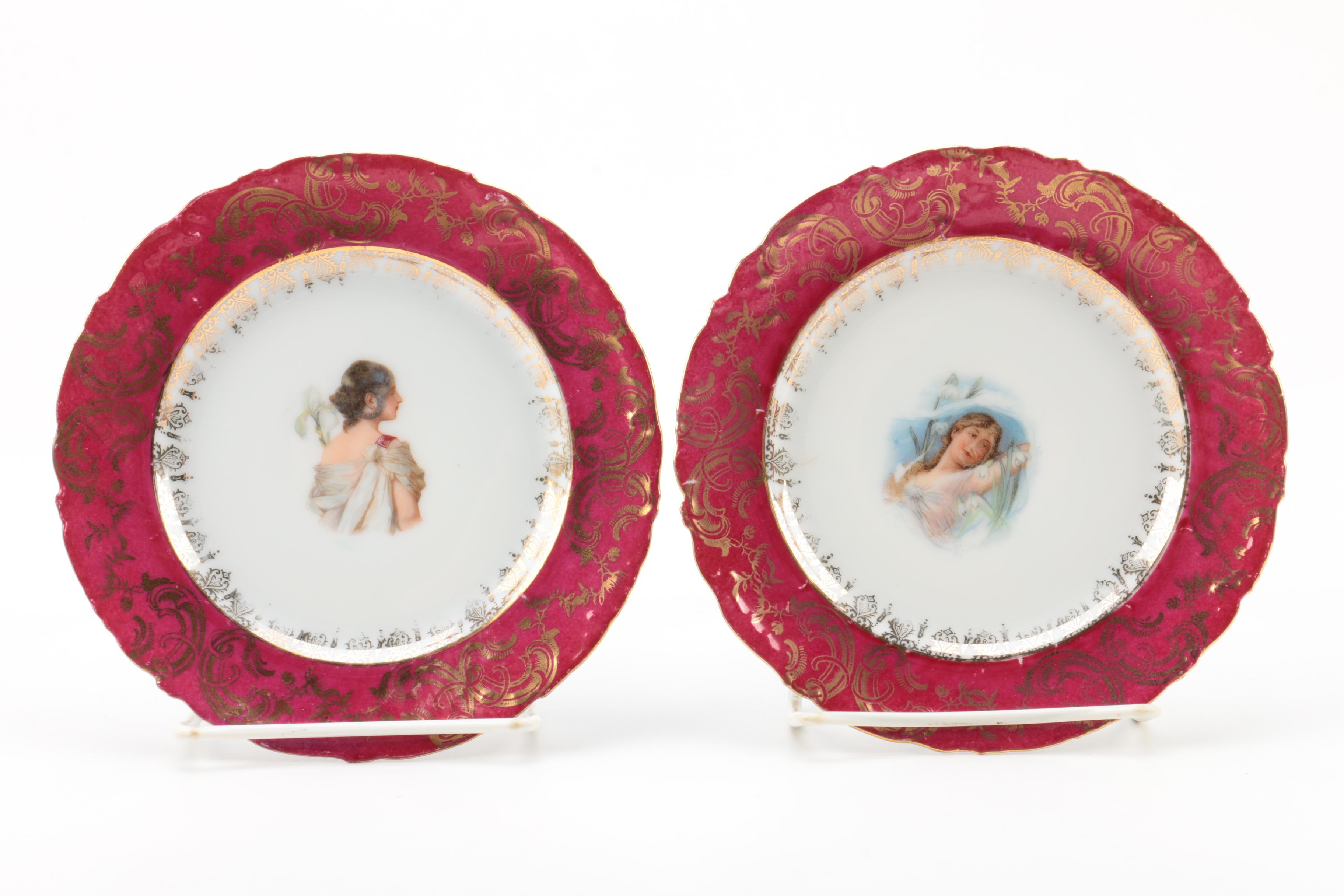 Antique Victoria Carlsbad Porcelain Bread Plates