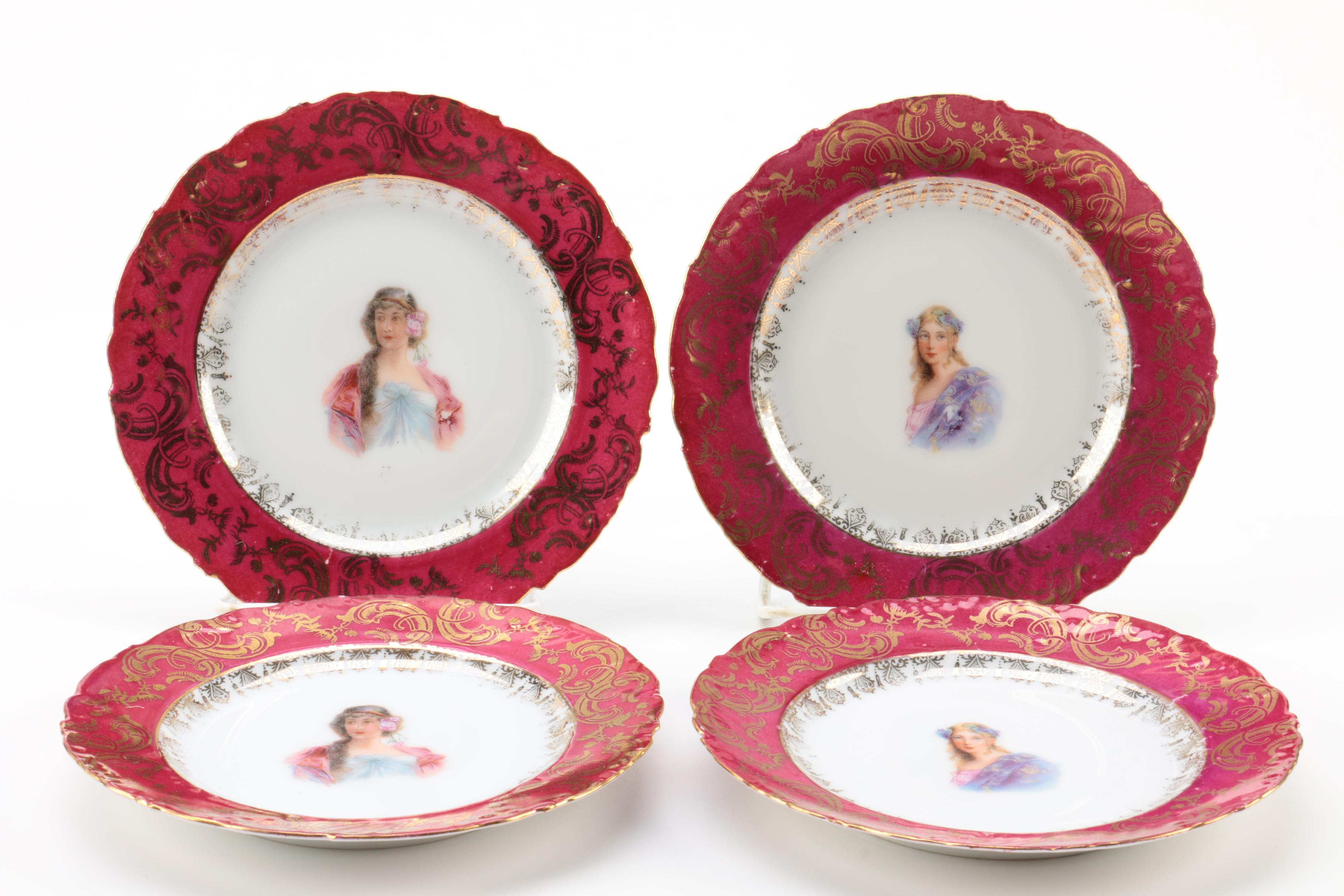 Antique Victoria Carlsbad Porcelain Bread Plates