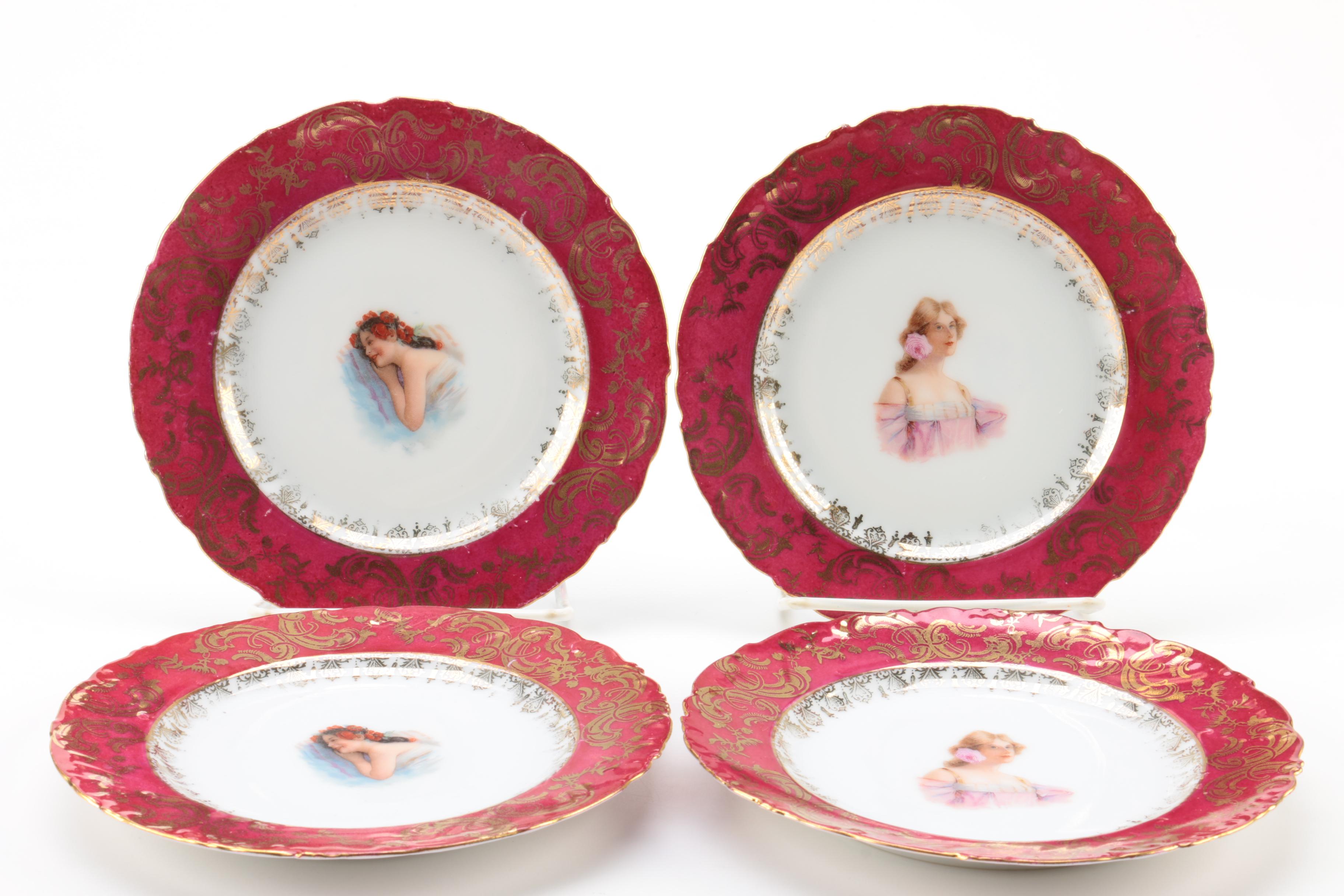 Antique Victoria Carlsbad Porcelain Bread Plates