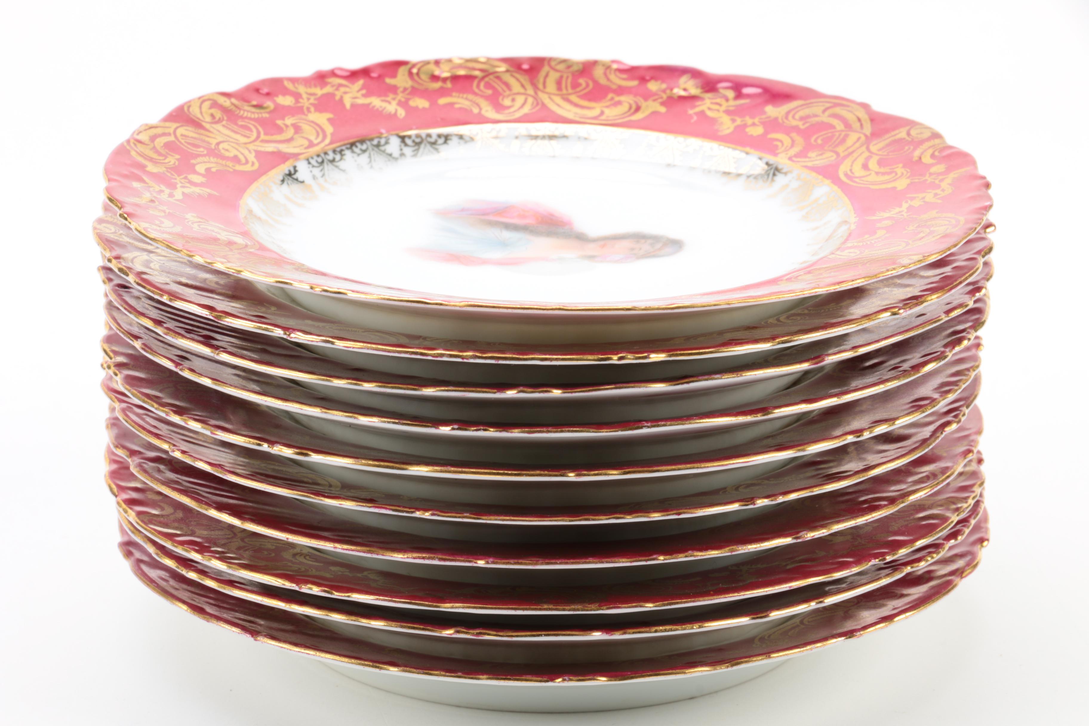 Antique Victoria Carlsbad Porcelain Bread Plates