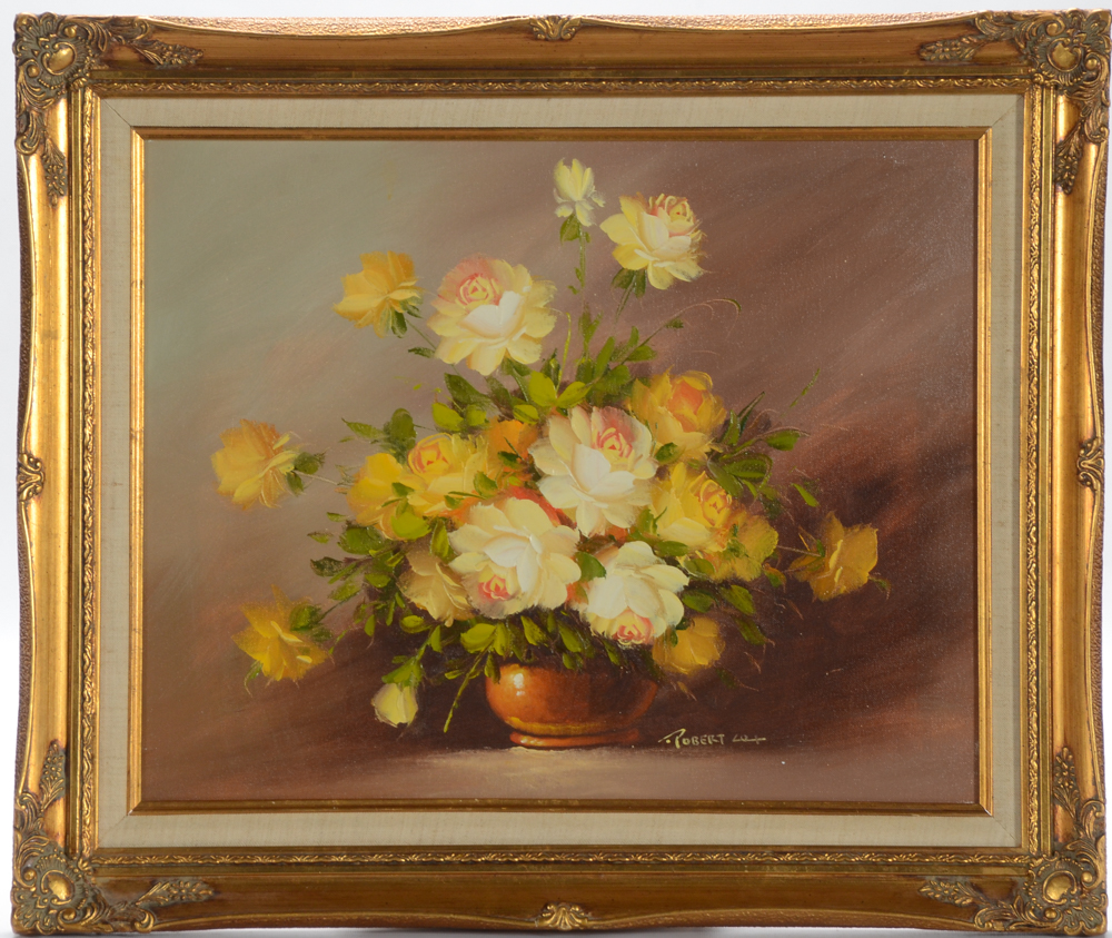 Robert Cox Original Oil on Canvas Floral Still Life Painting