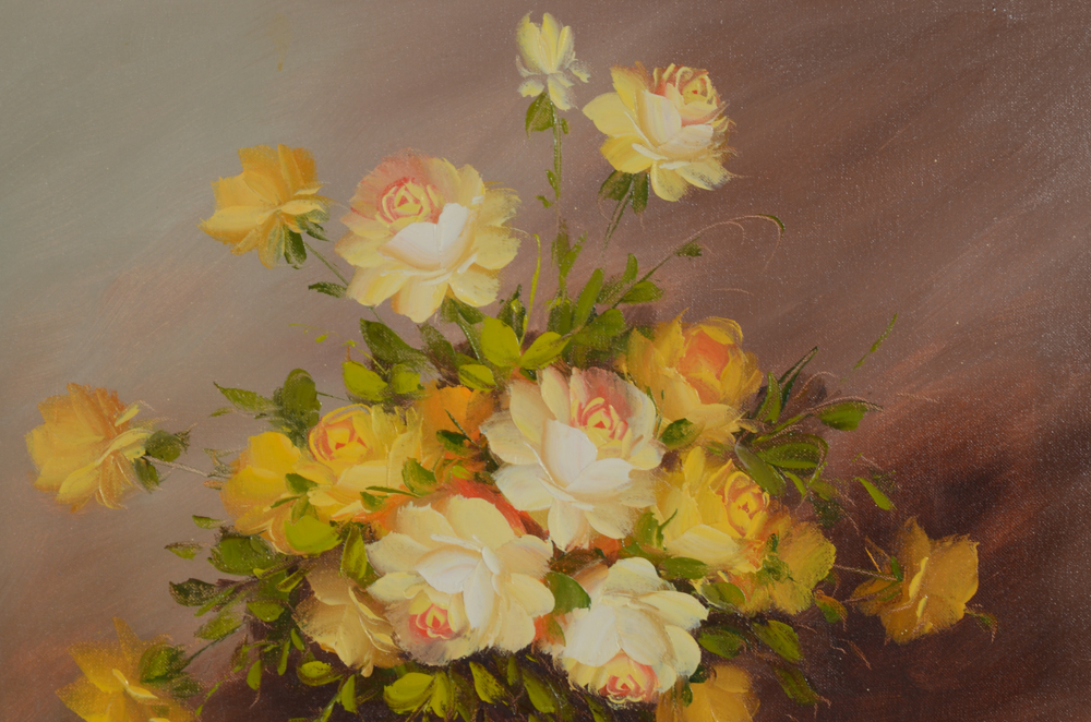 Robert Cox Original Oil on Canvas Floral Still Life Painting