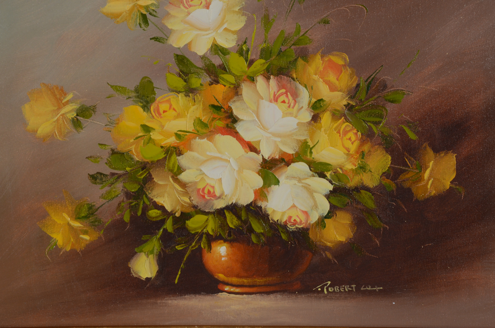 Robert Cox Original Oil on Canvas Floral Still Life Painting