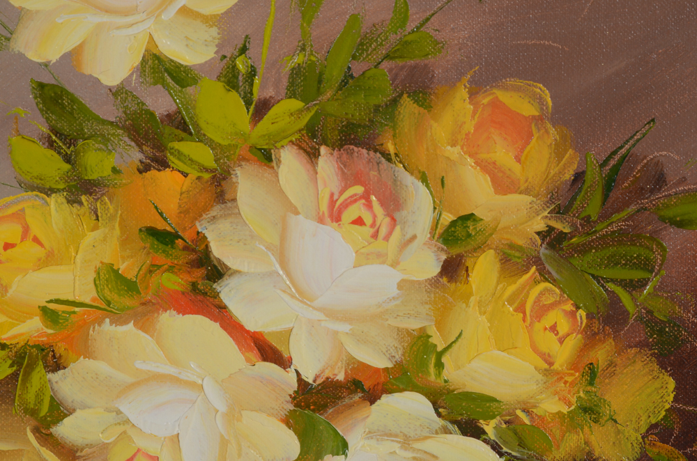 Robert Cox Original Oil on Canvas Floral Still Life Painting