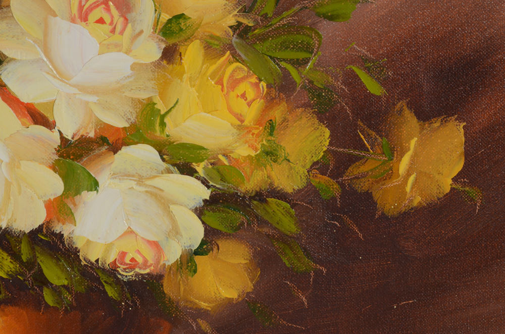 Robert Cox Original Oil on Canvas Floral Still Life Painting