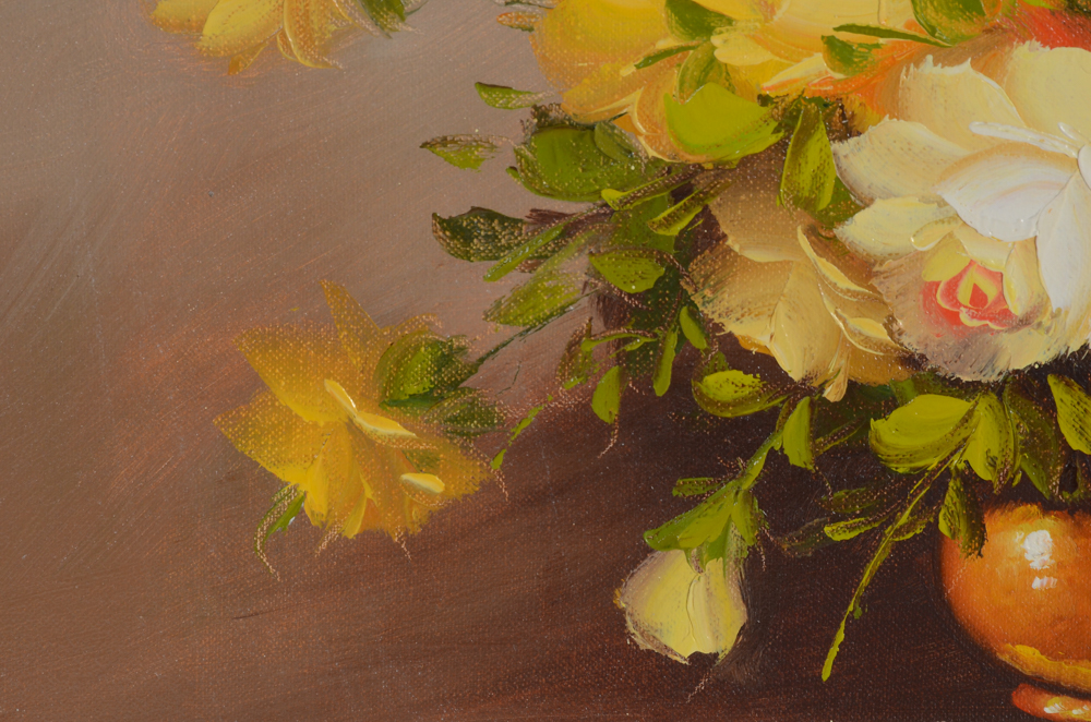 Robert Cox Original Oil on Canvas Floral Still Life Painting