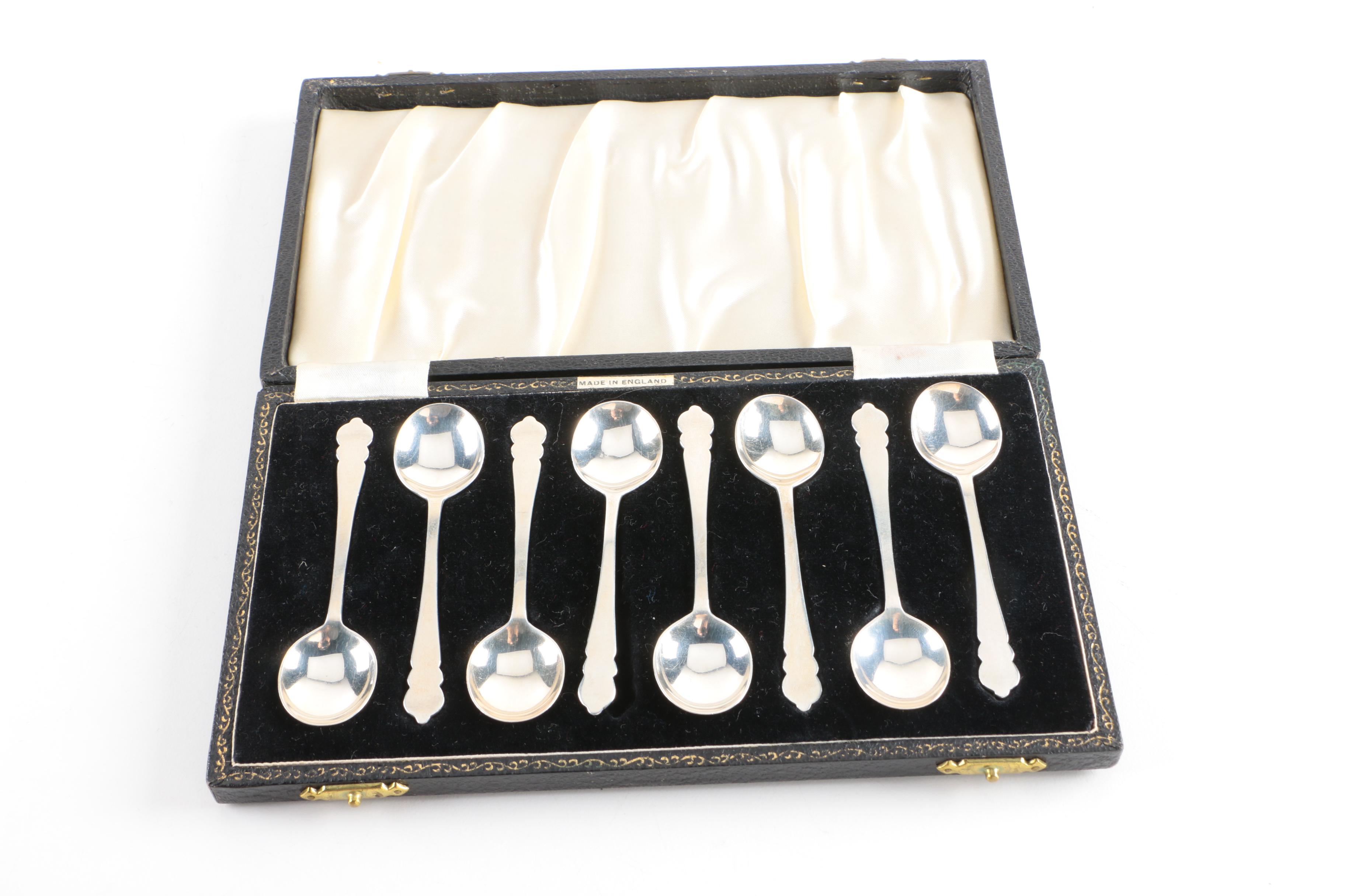 1953 William Suckling Ltd. British Sterling Silver Demitasse Spoon Set in Case